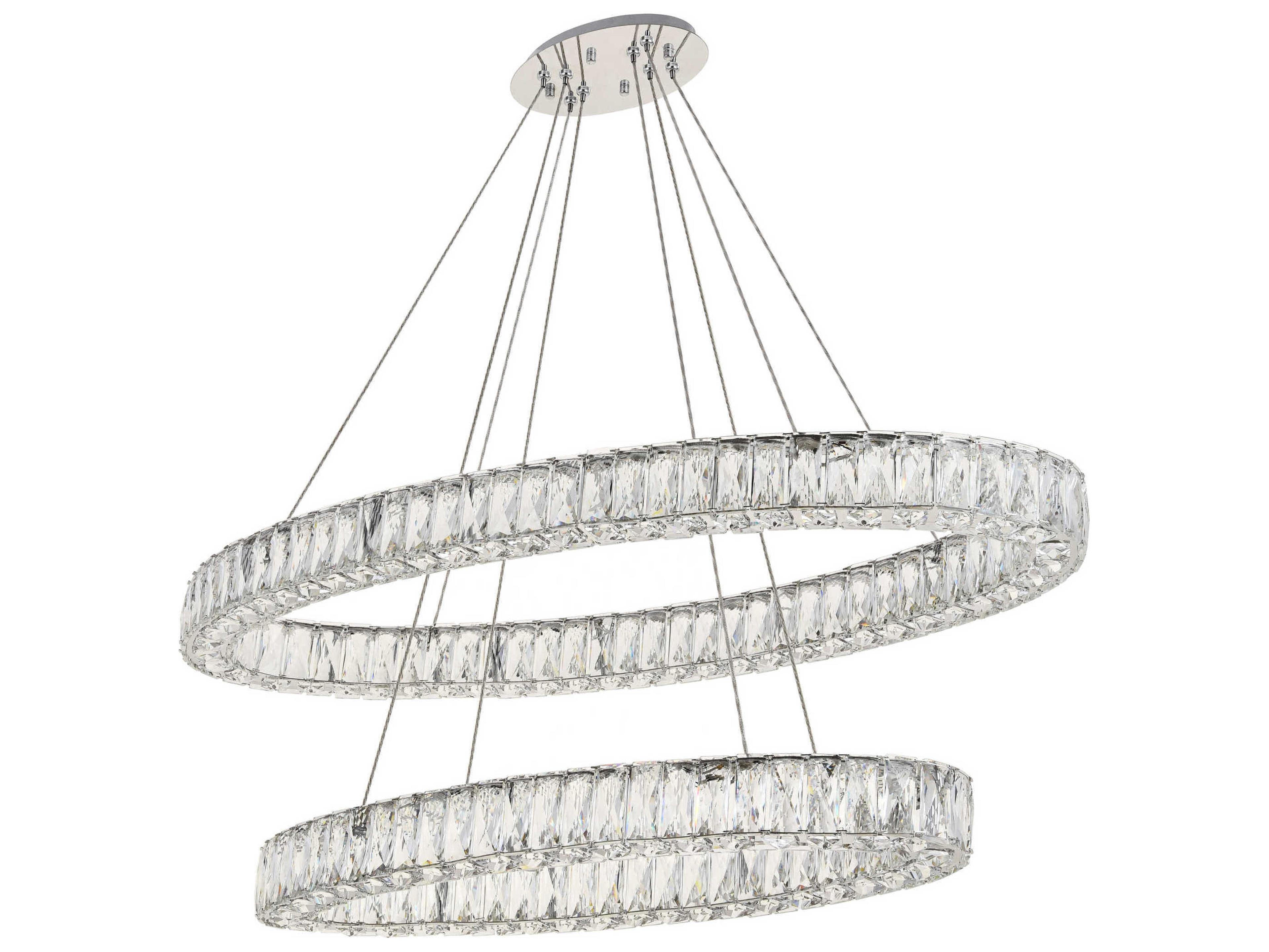 Elegant Lighting Monroe 8-Light Chrome Crystal LED Drum Pendant