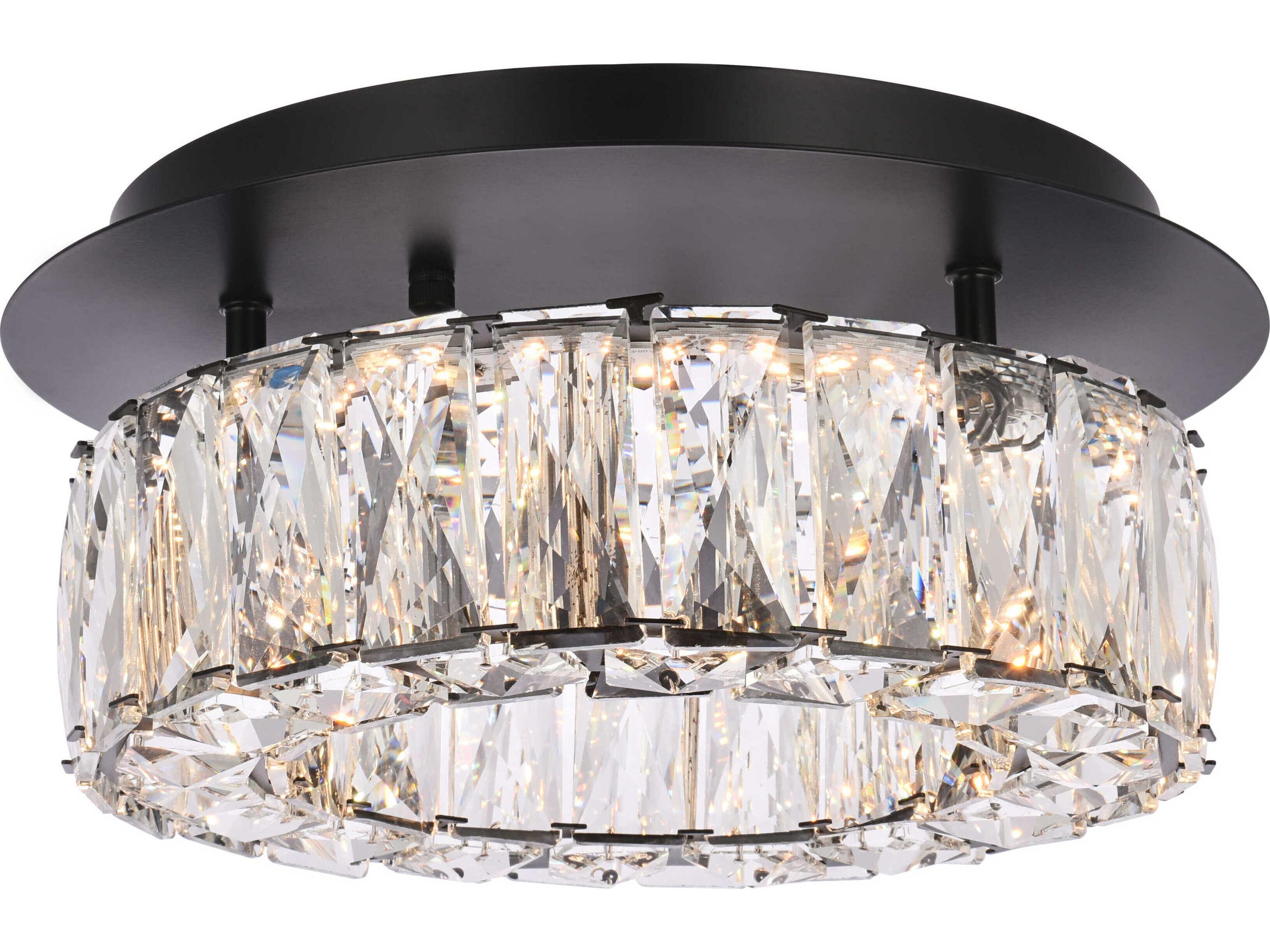 Monroe 1-Light Black Crystal LED Drum Flush Mount