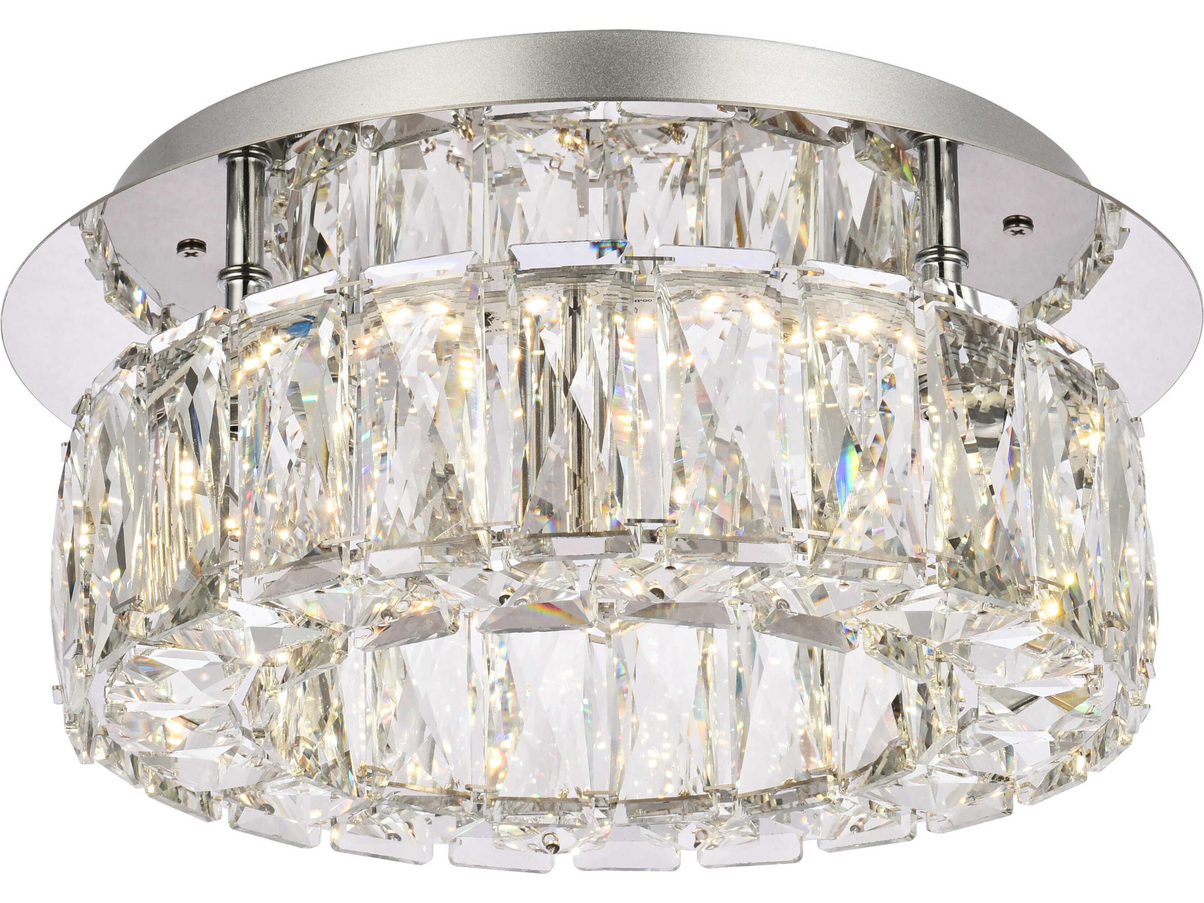 Monroe 1-Light Chrome Crystal LED Drum Flush Mount