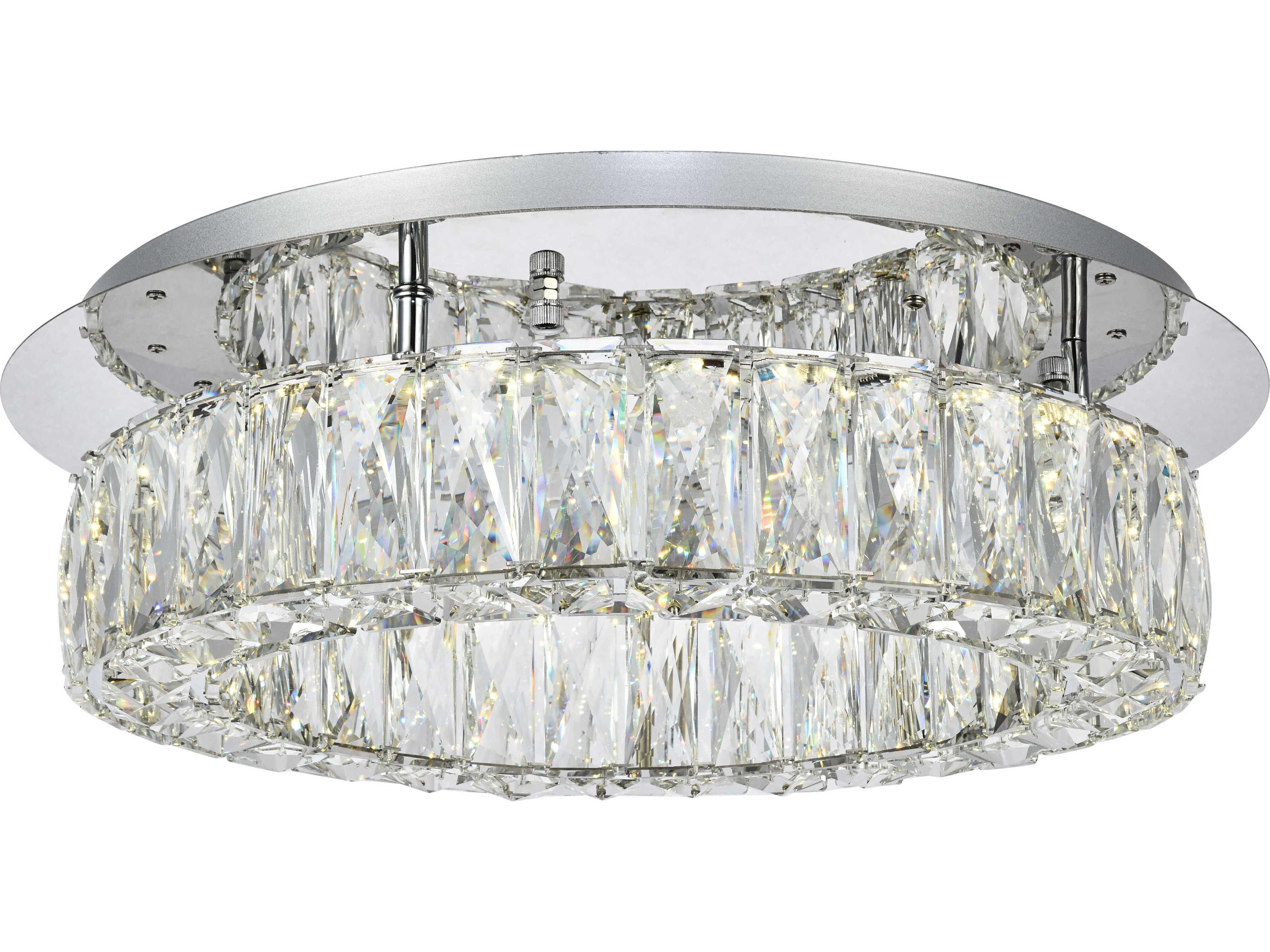Monroe 1-Light Chrome Clear Crystal LED Drum Semi Flush Mount
