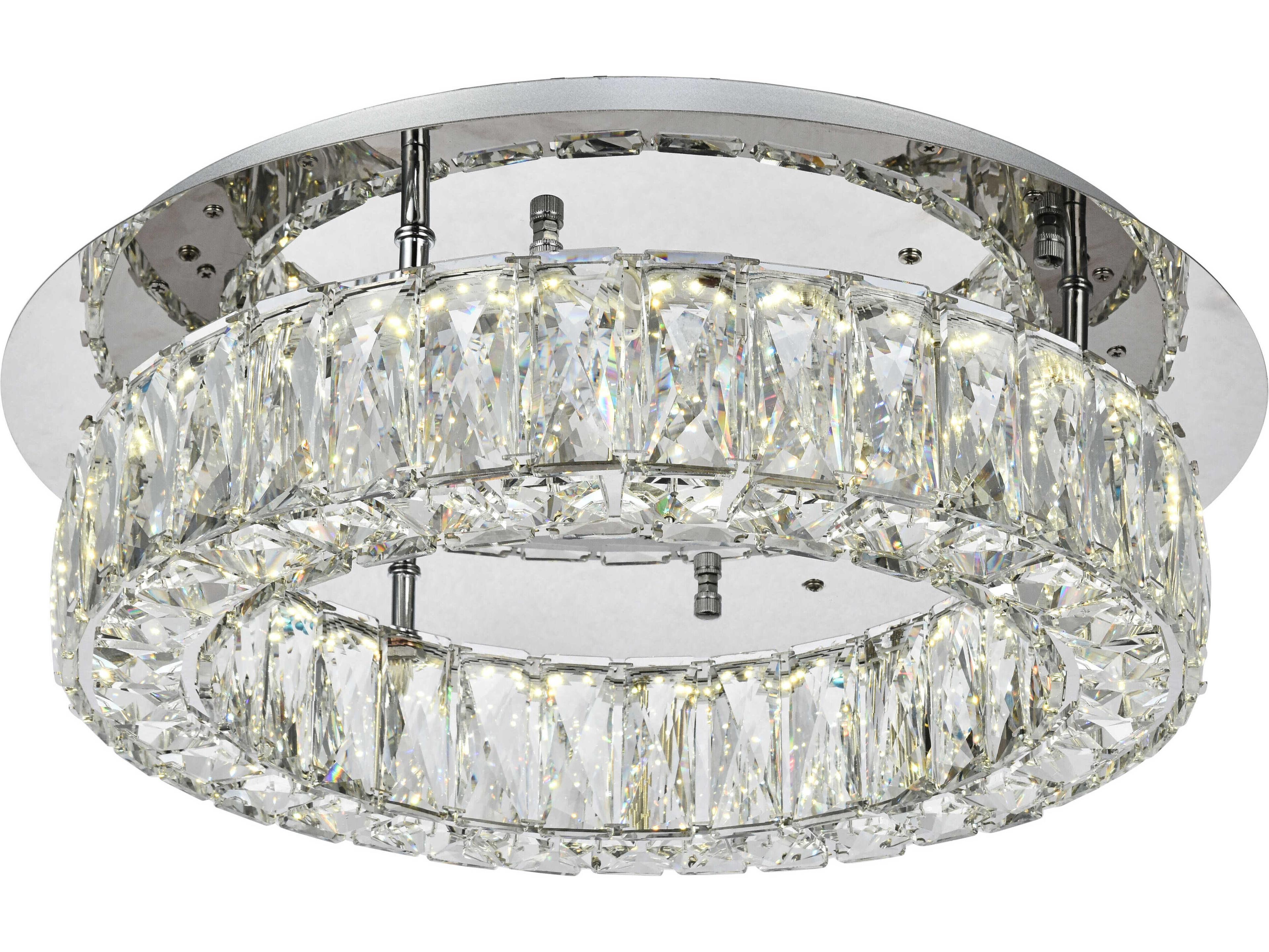 Elegant Lighting Monroe 1-Light Chrome Clear Crystal LED Drum Semi Flush Mount