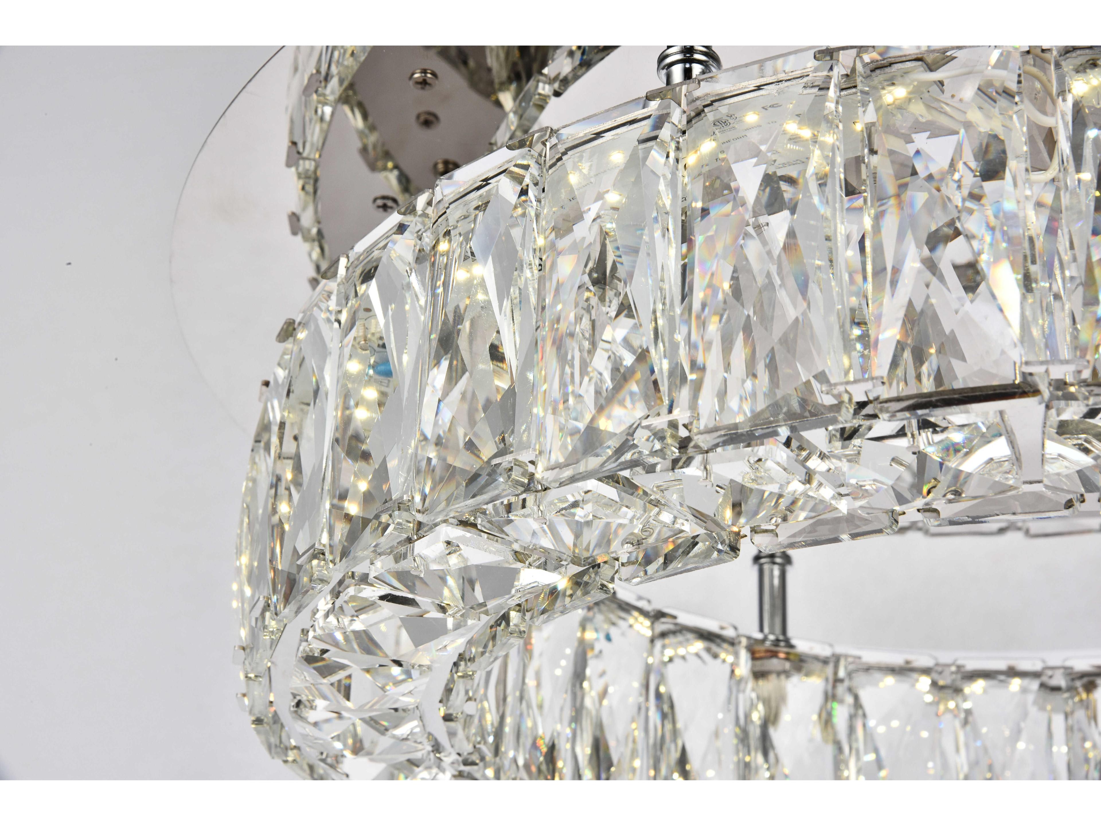 Elegant Lighting Monroe 1-Light Chrome Clear Crystal LED Drum Semi Flush Mount