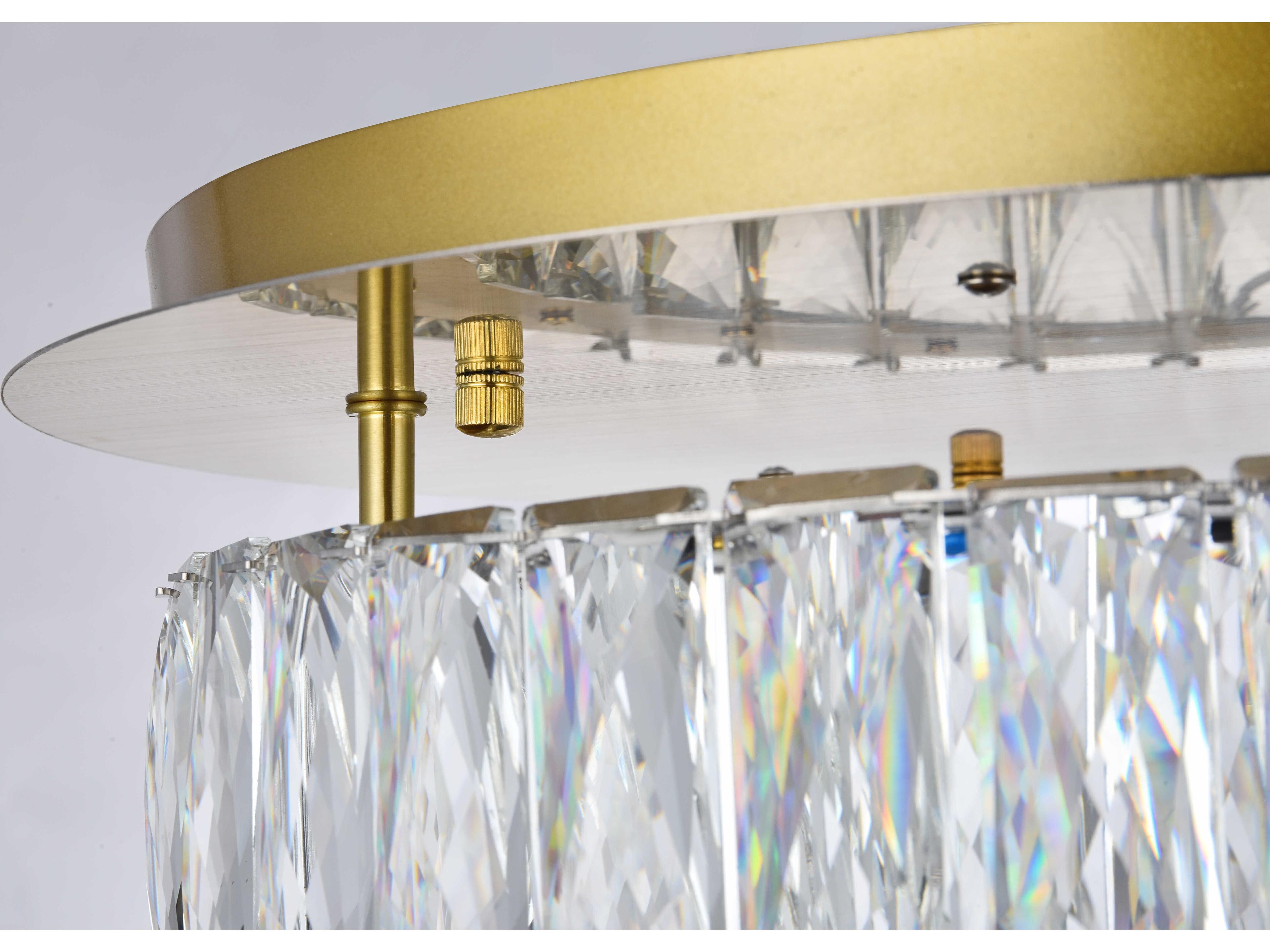 Elegant Lighting Monroe Gold Clear Crystal LED Drum Flush Mount