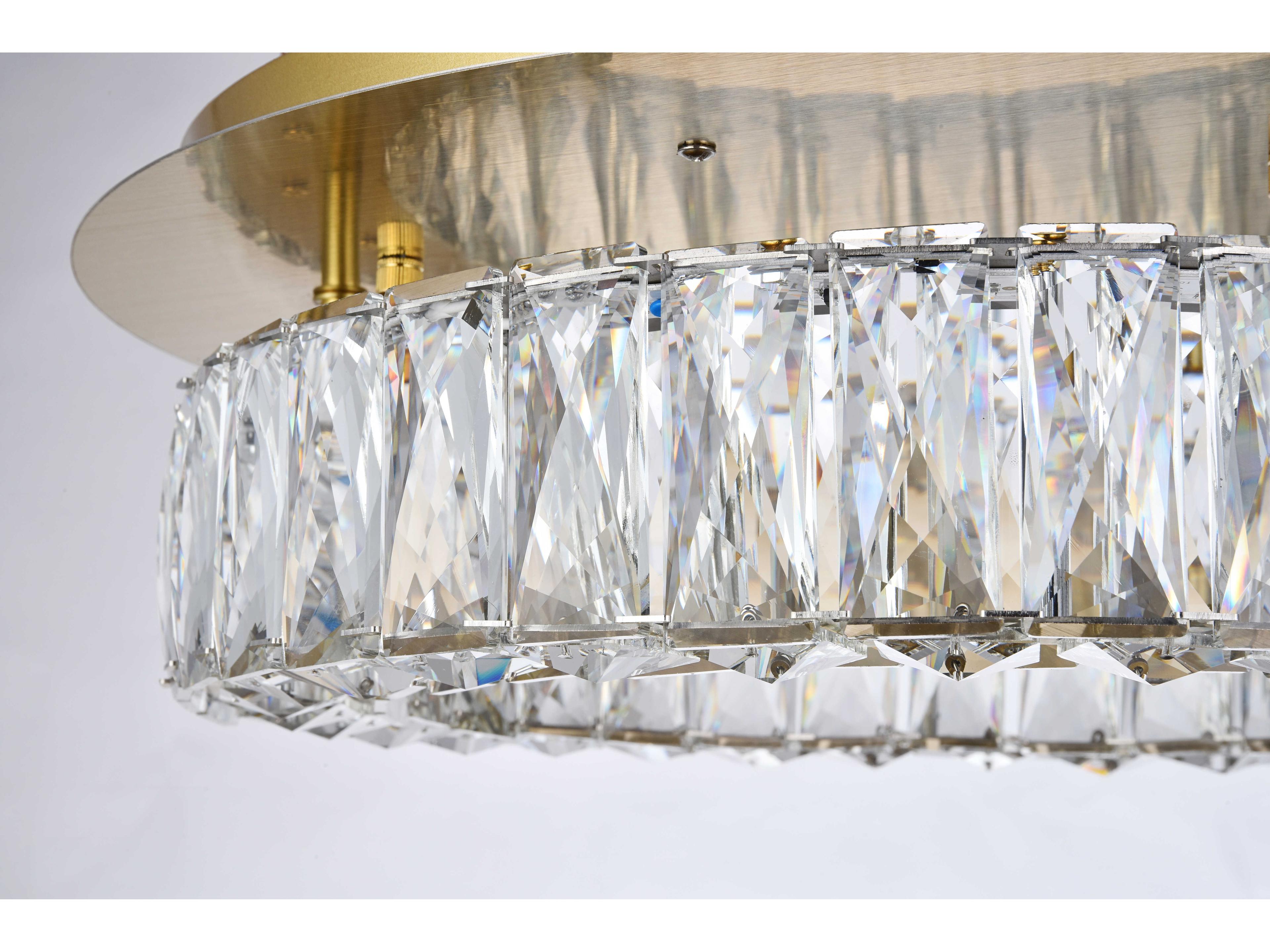 Elegant Lighting Monroe Gold Clear Crystal LED Drum Flush Mount