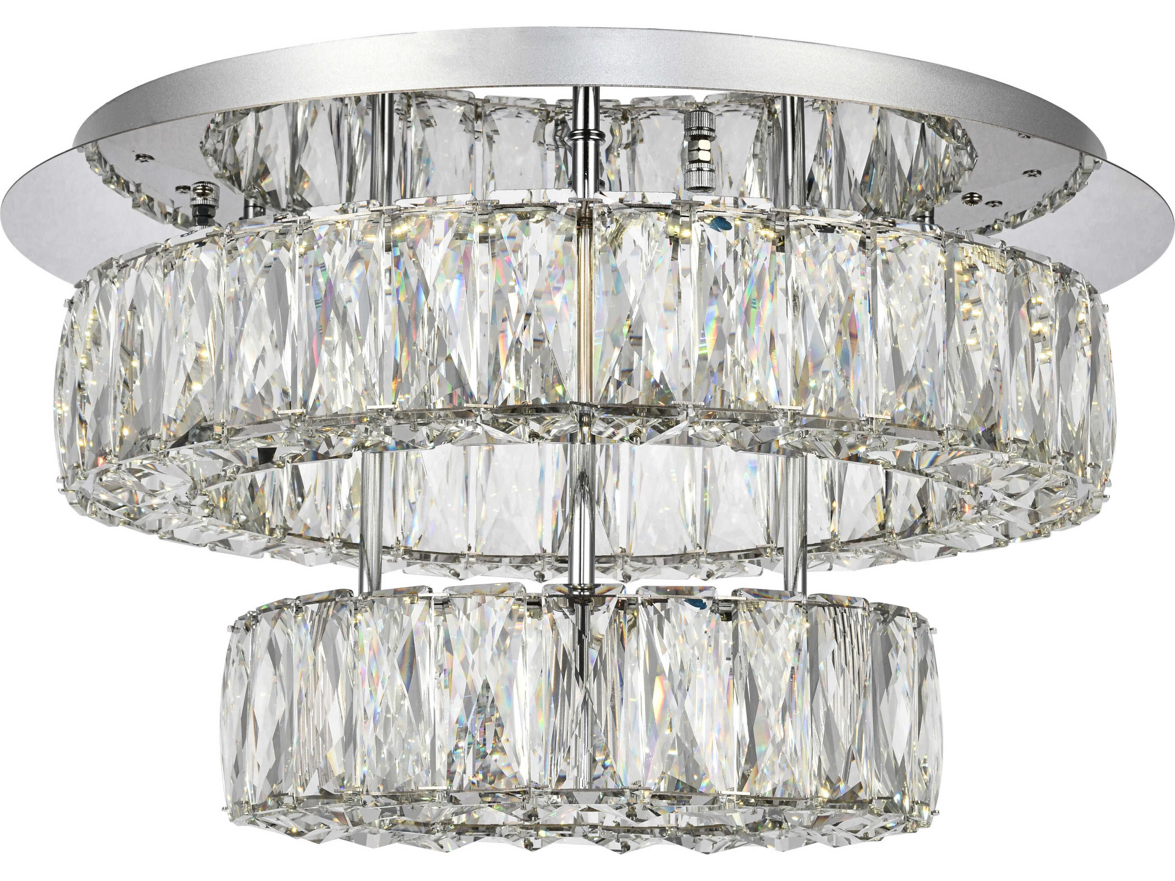 Monroe 1-Light Chrome Clear Crystal LED Drum Semi Flush Mount