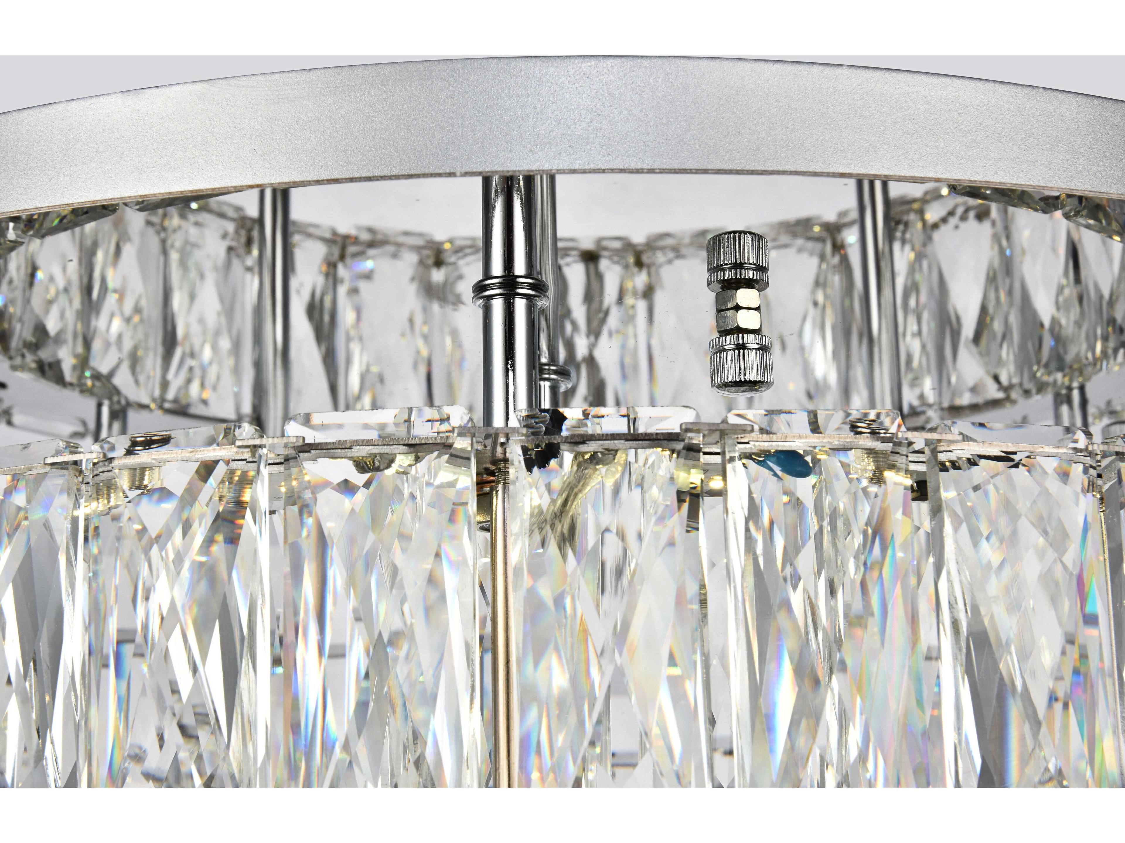 Elegant Lighting Monroe 1-Light Chrome Clear Crystal LED Drum Semi Flush Mount