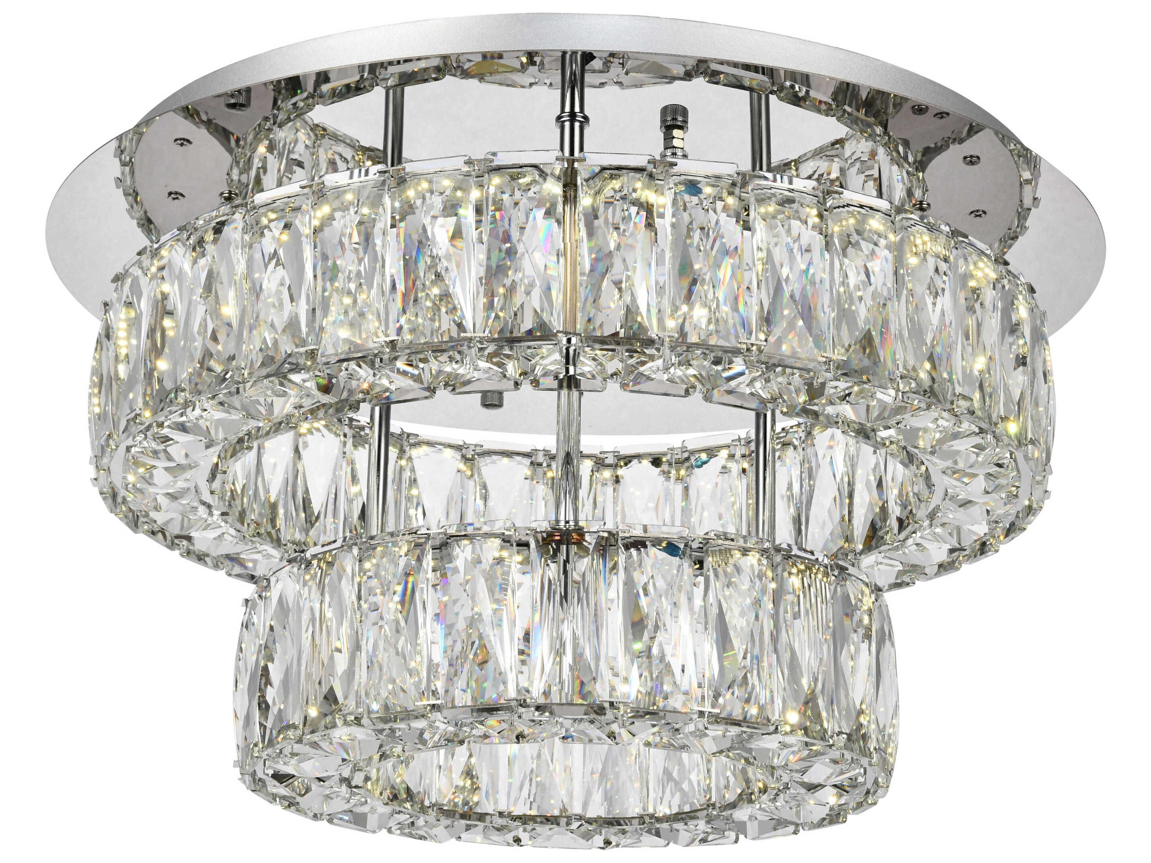 Elegant Lighting Monroe 1-Light Chrome Clear Crystal LED Drum Semi Flush Mount