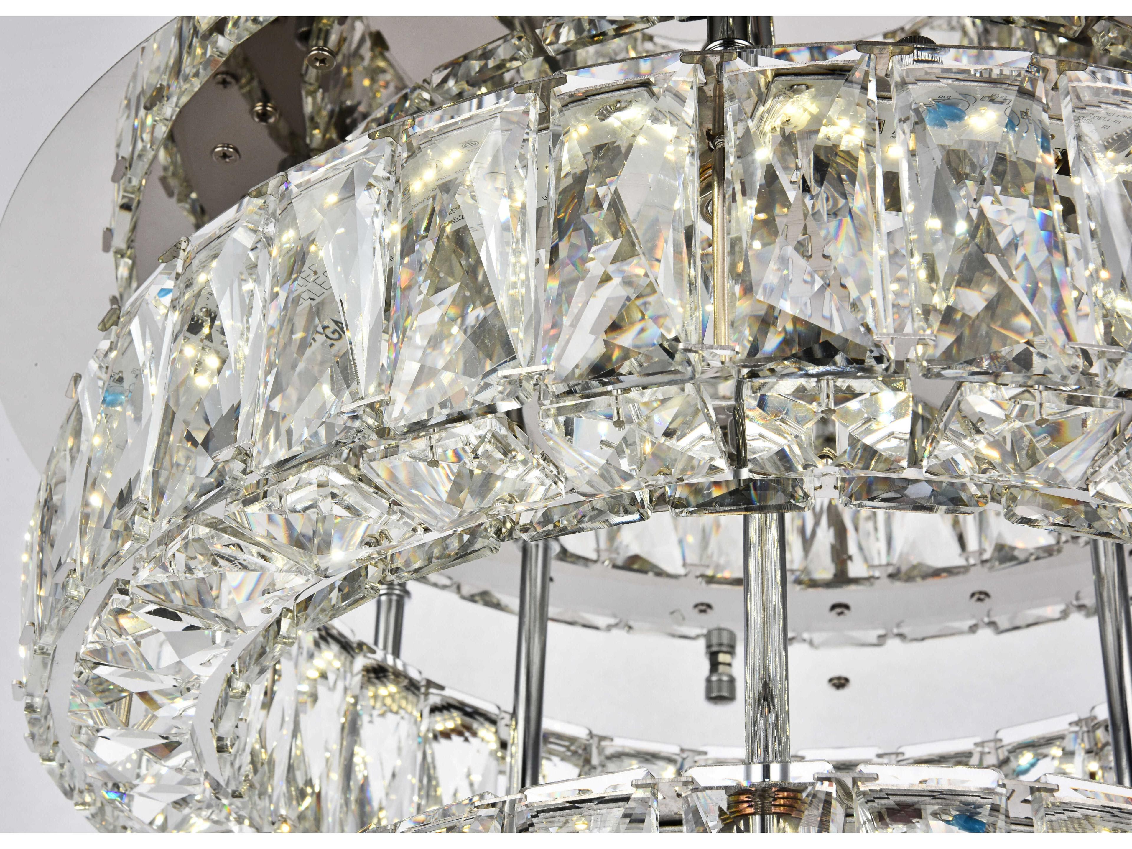 Elegant Lighting Monroe 1-Light Chrome Clear Crystal LED Drum Semi Flush Mount