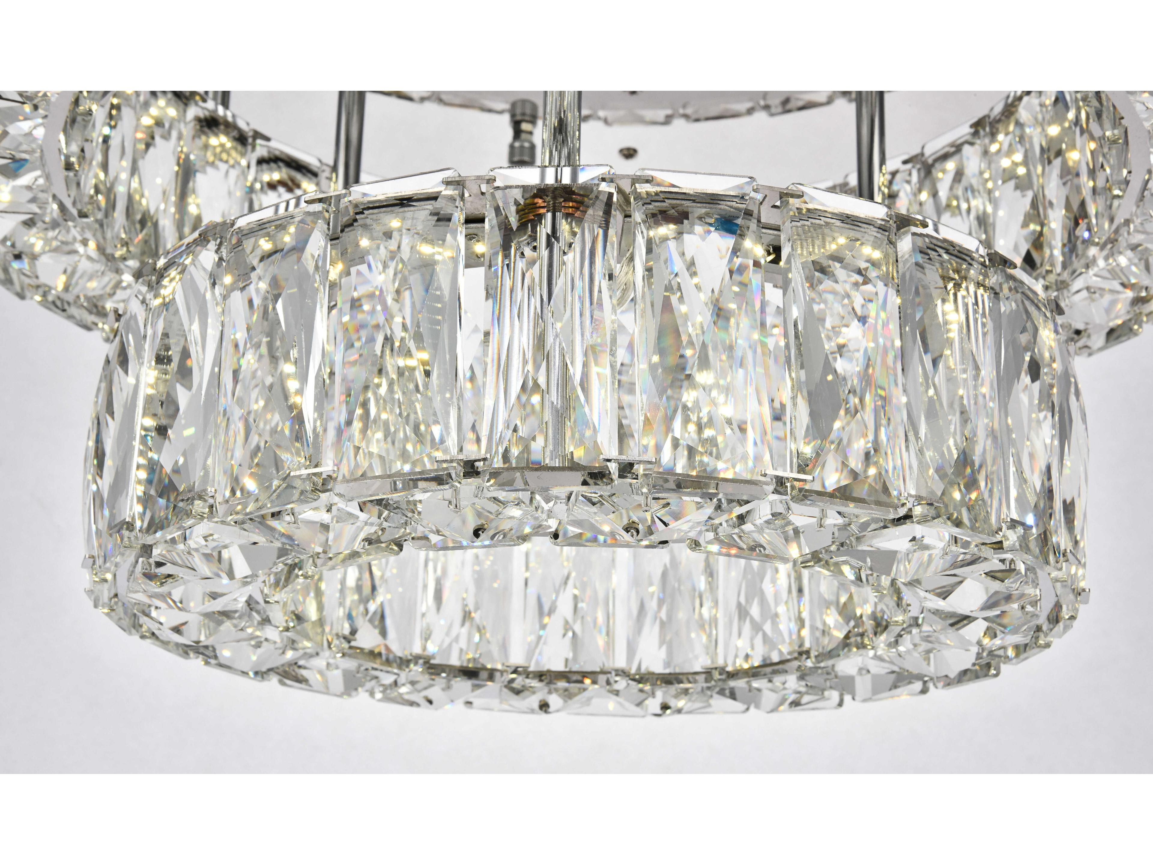Elegant Lighting Monroe 1-Light Chrome Clear Crystal LED Drum Semi Flush Mount