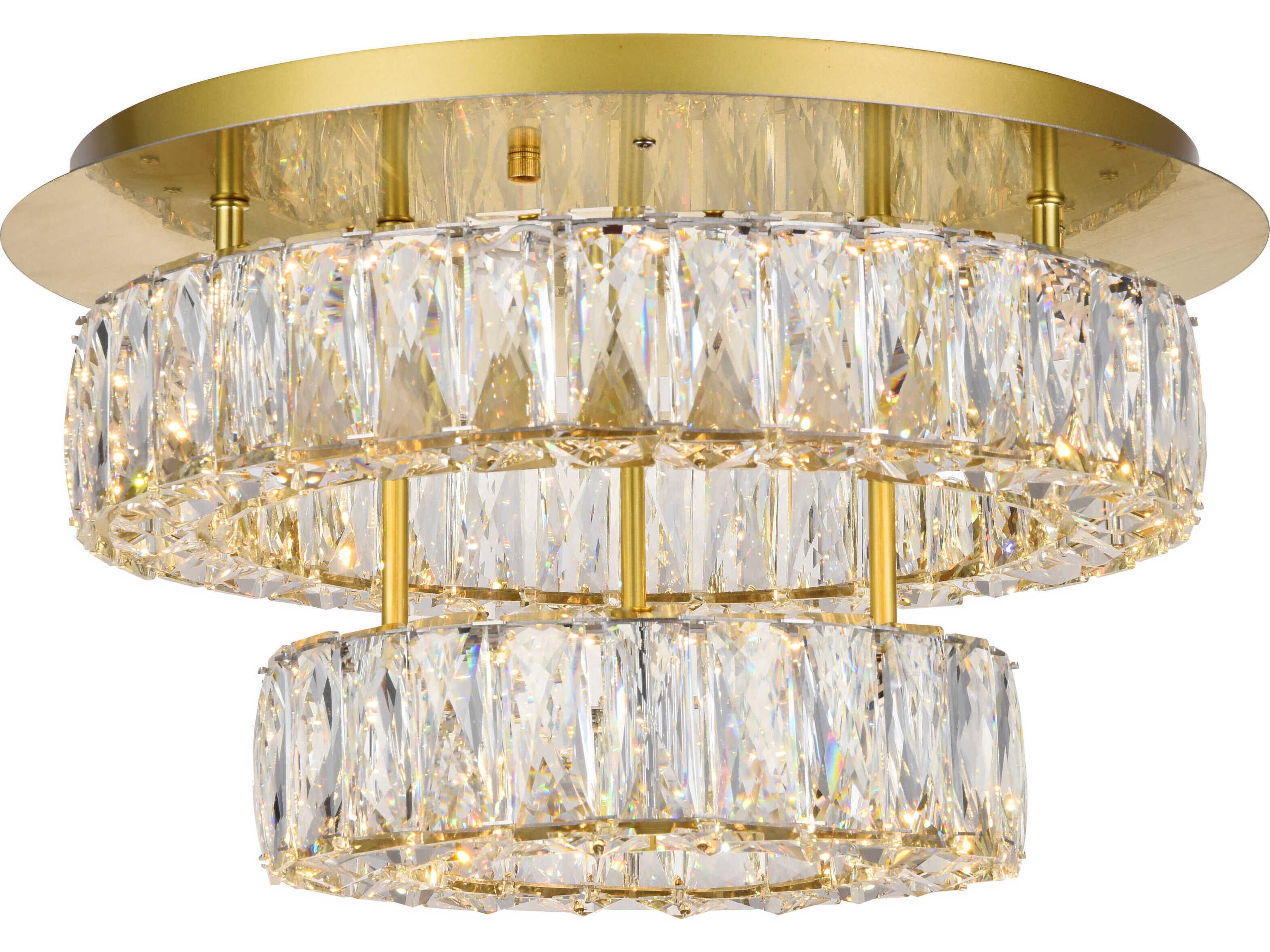 Monroe Gold Clear Crystal LED Drum Flush Mount