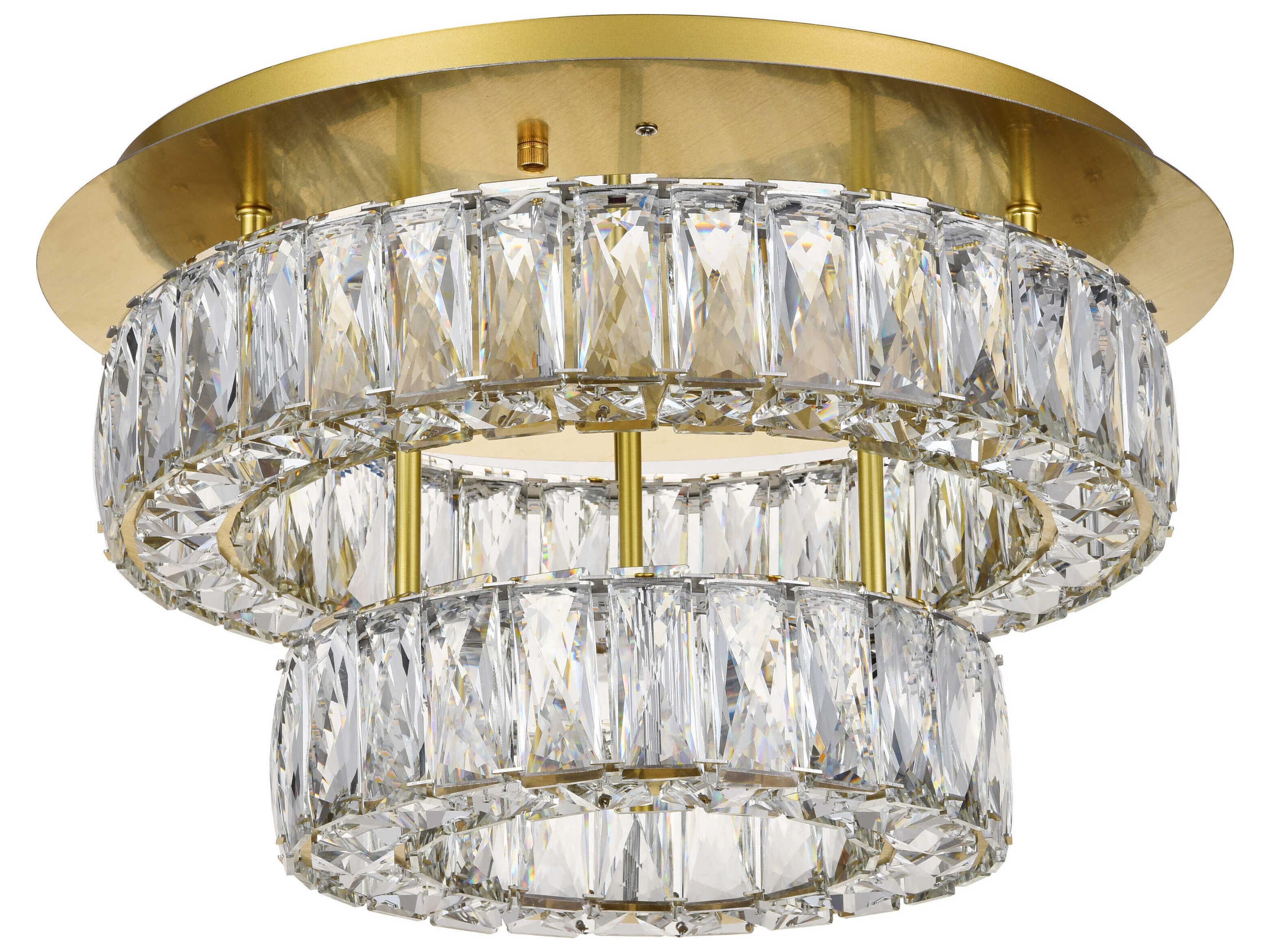 Elegant Lighting Monroe Gold Clear Crystal LED Drum Flush Mount