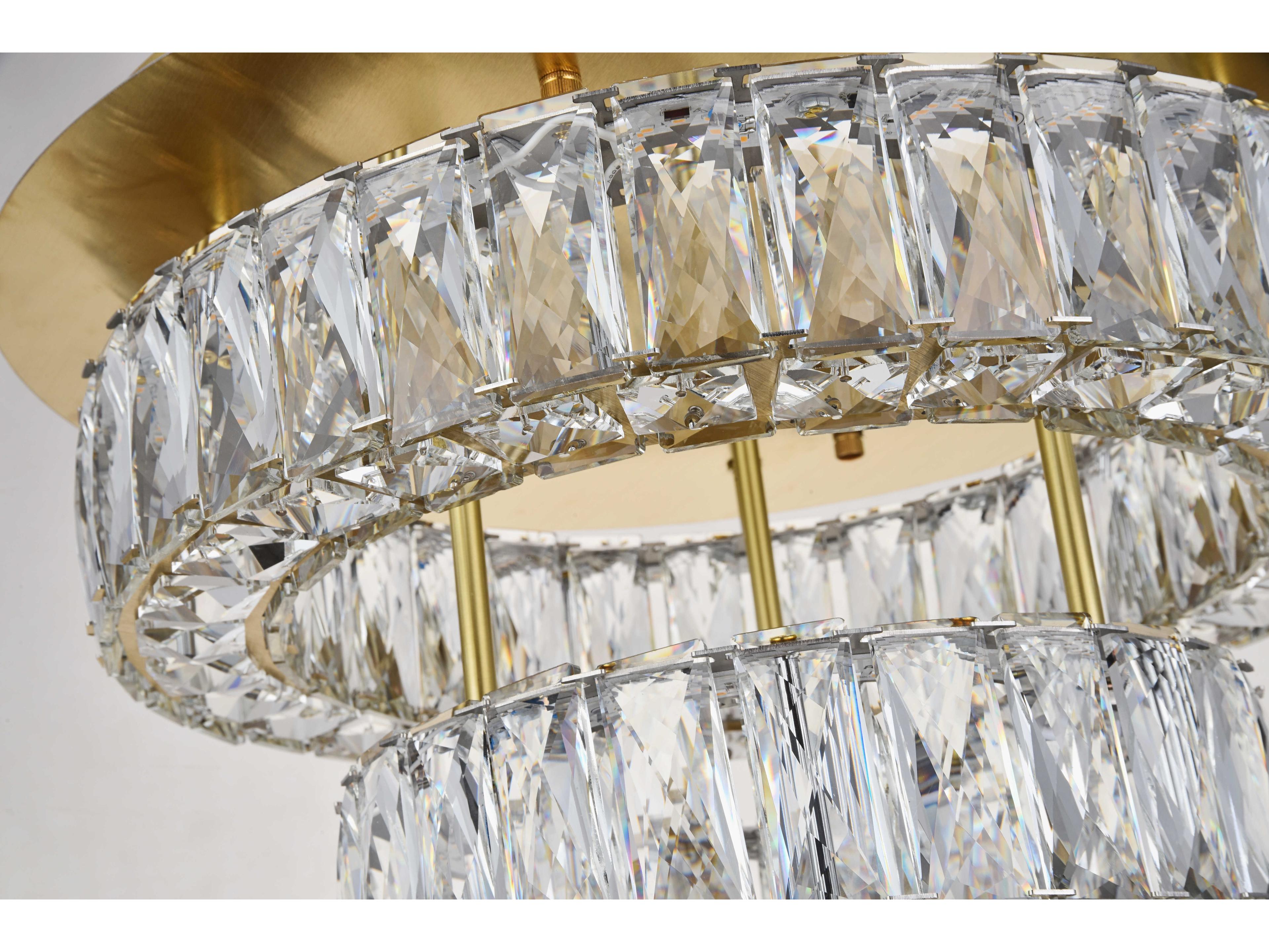 Elegant Lighting Monroe Gold Clear Crystal LED Drum Flush Mount