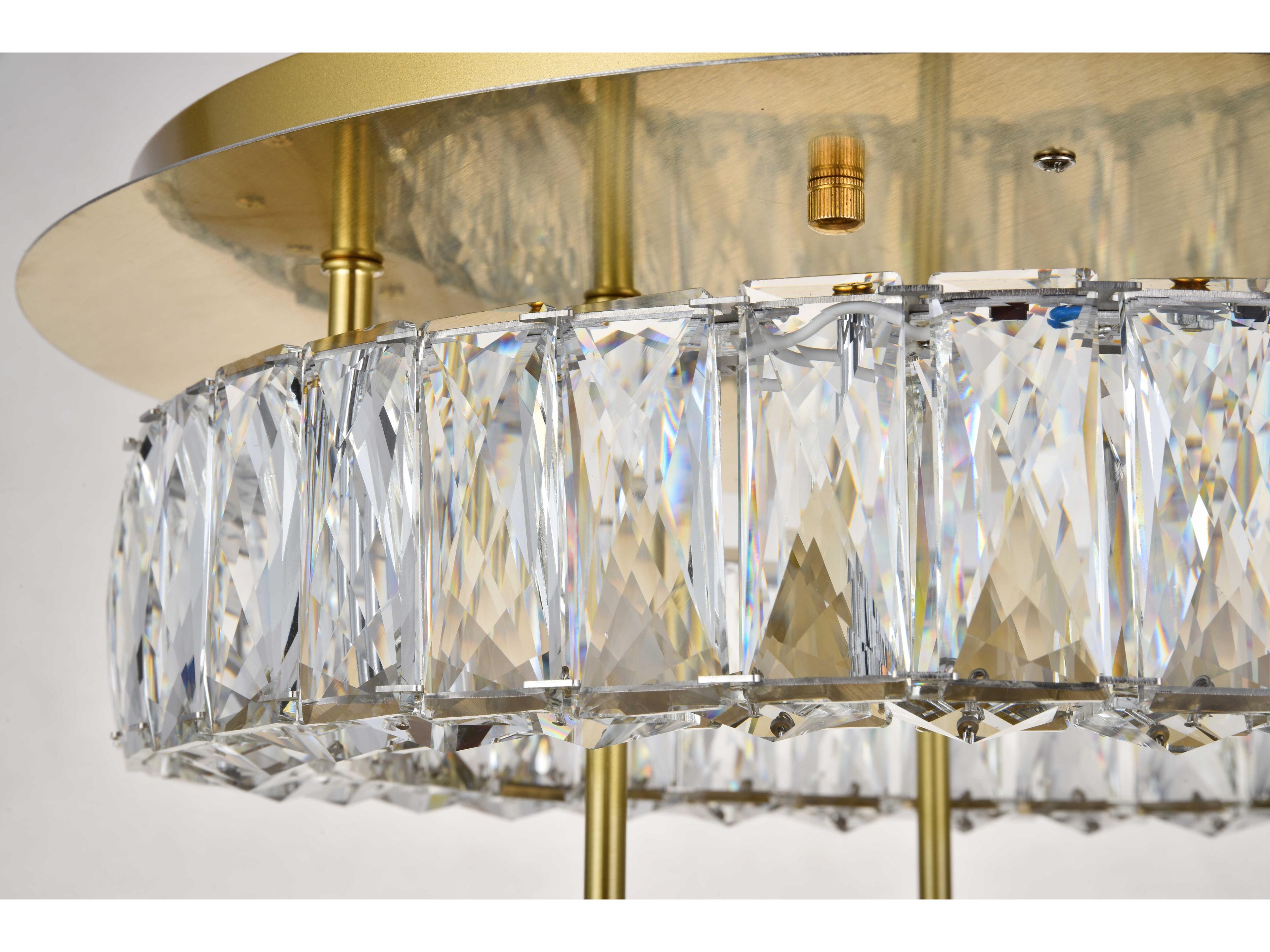 Elegant Lighting Monroe Gold Clear Crystal LED Drum Flush Mount