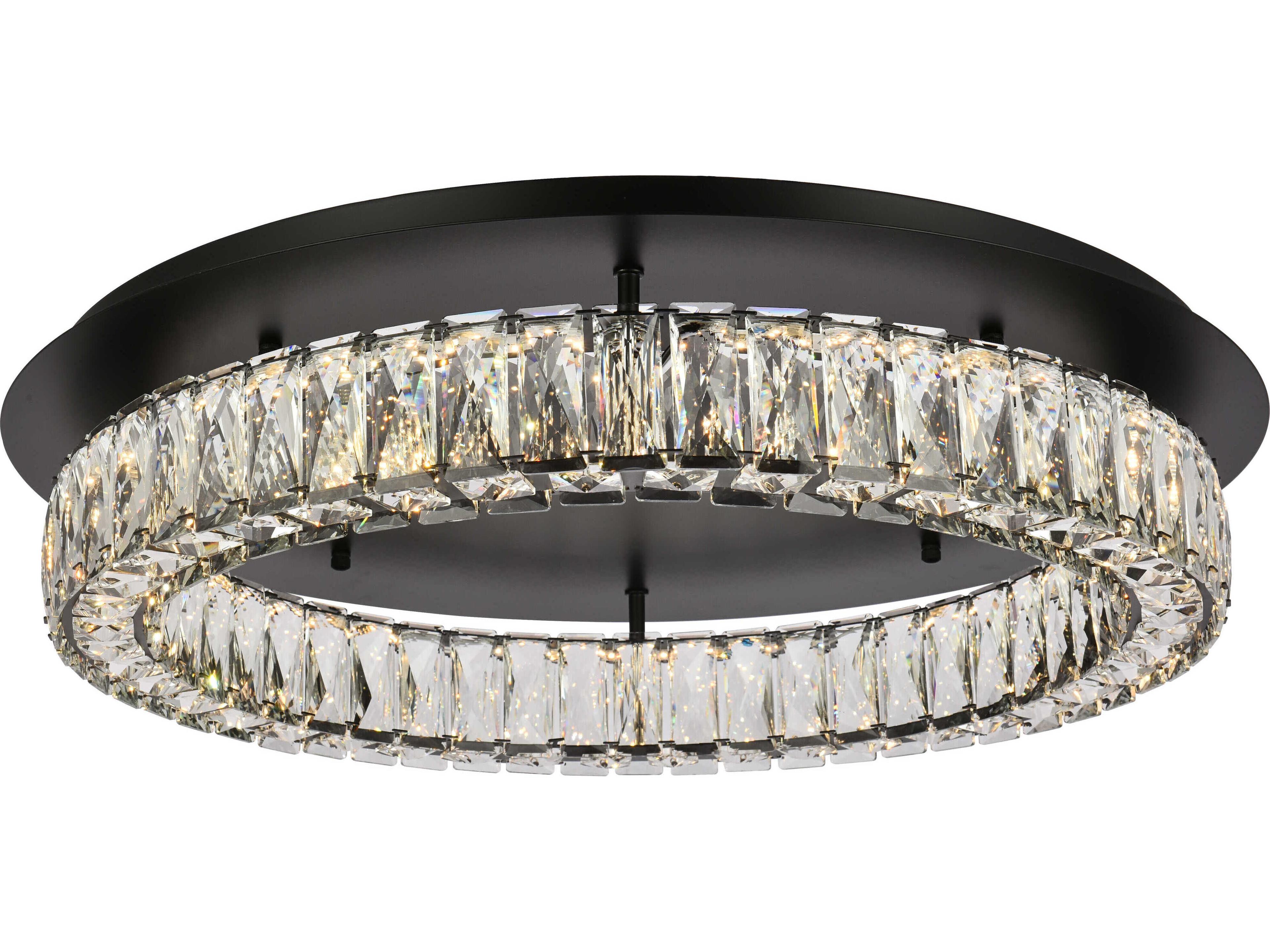 Monroe 1-Light Black Crystal LED Drum Flush Mount