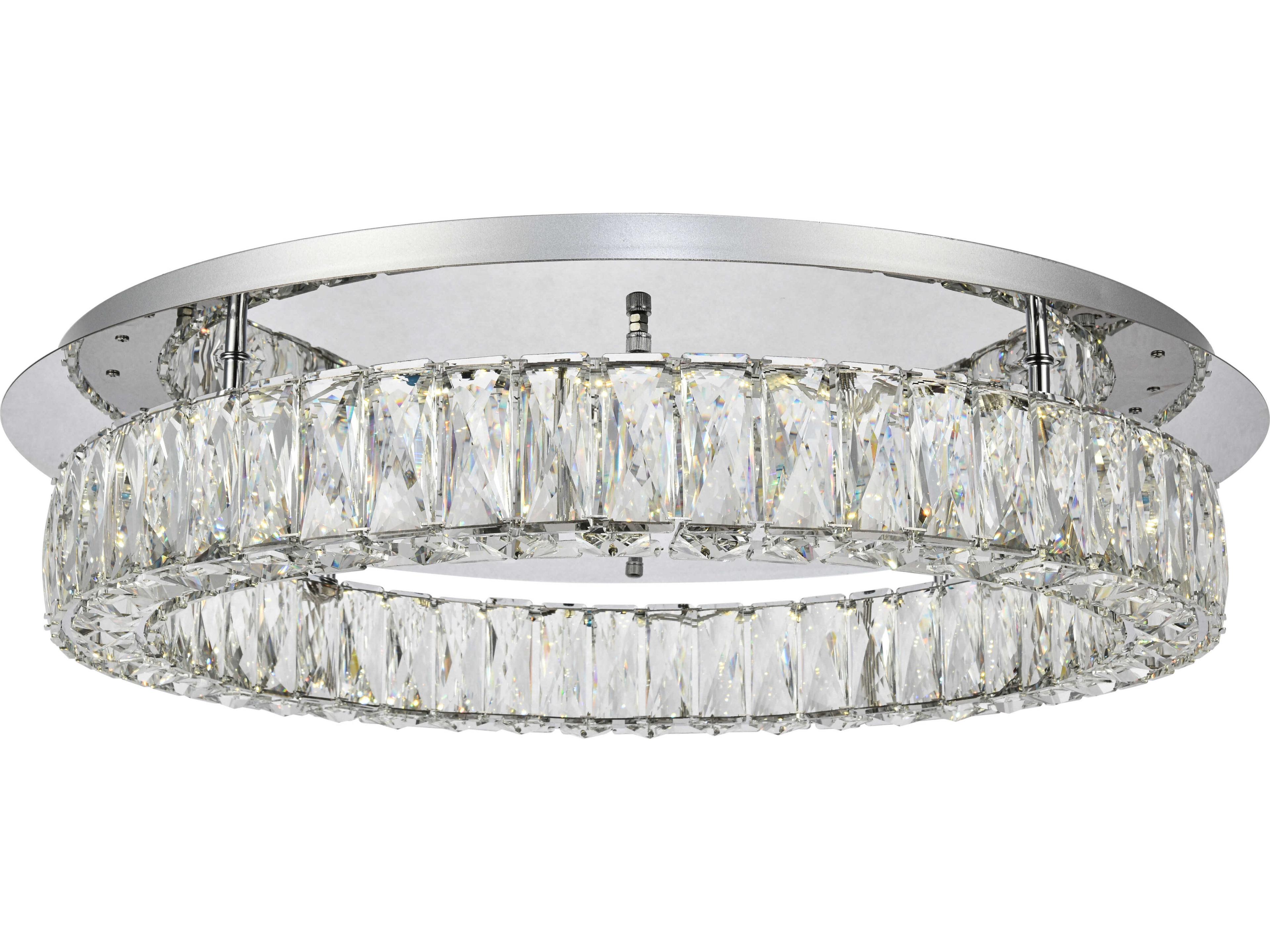 Elegant Lighting Monroe 1-Light Chrome Clear Crystal LED Drum Flush Mount