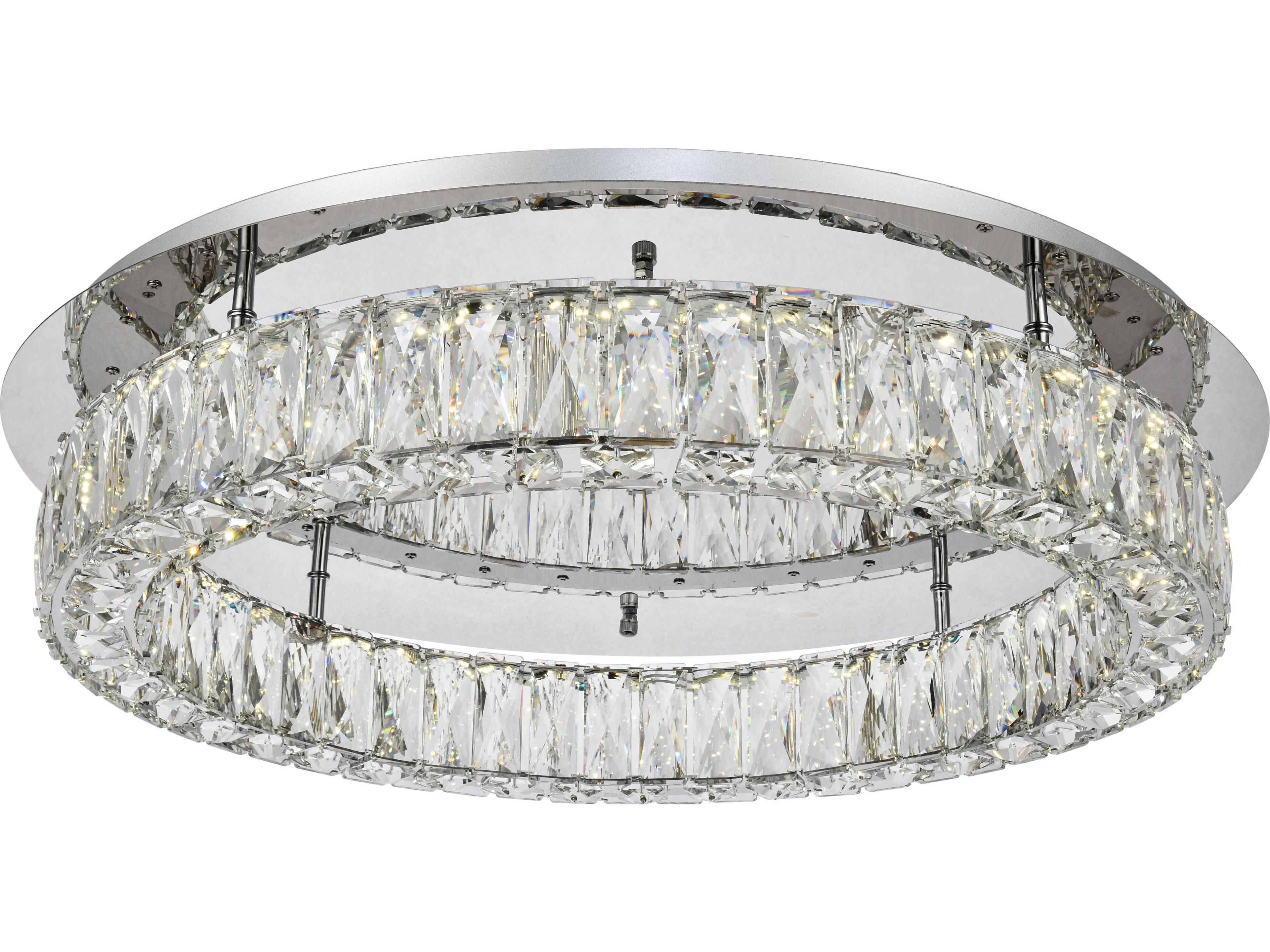 Elegant Lighting Monroe 1-Light Chrome Clear Crystal LED Drum Flush Mount