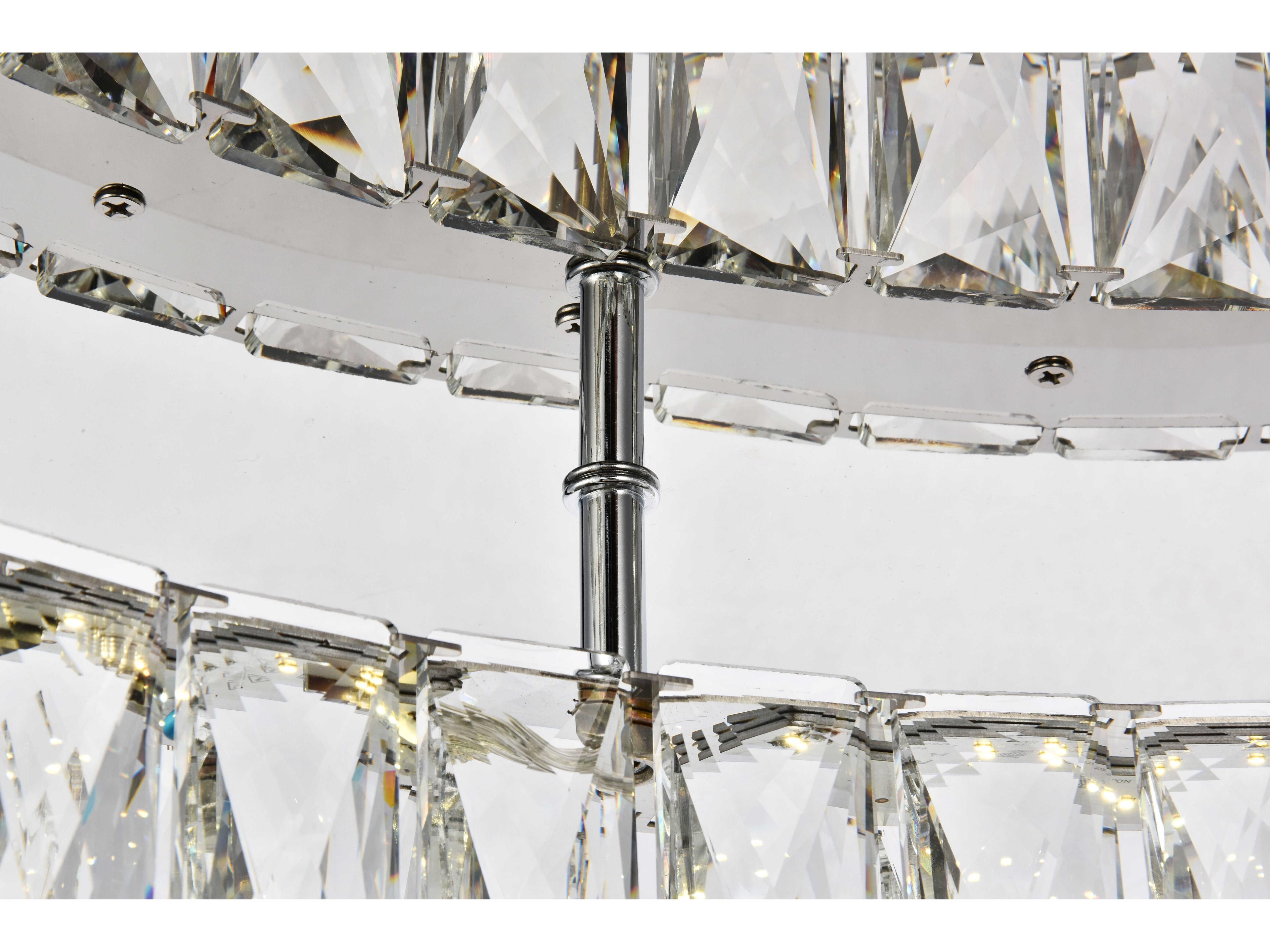 Elegant Lighting Monroe 1-Light Chrome Clear Crystal LED Drum Flush Mount