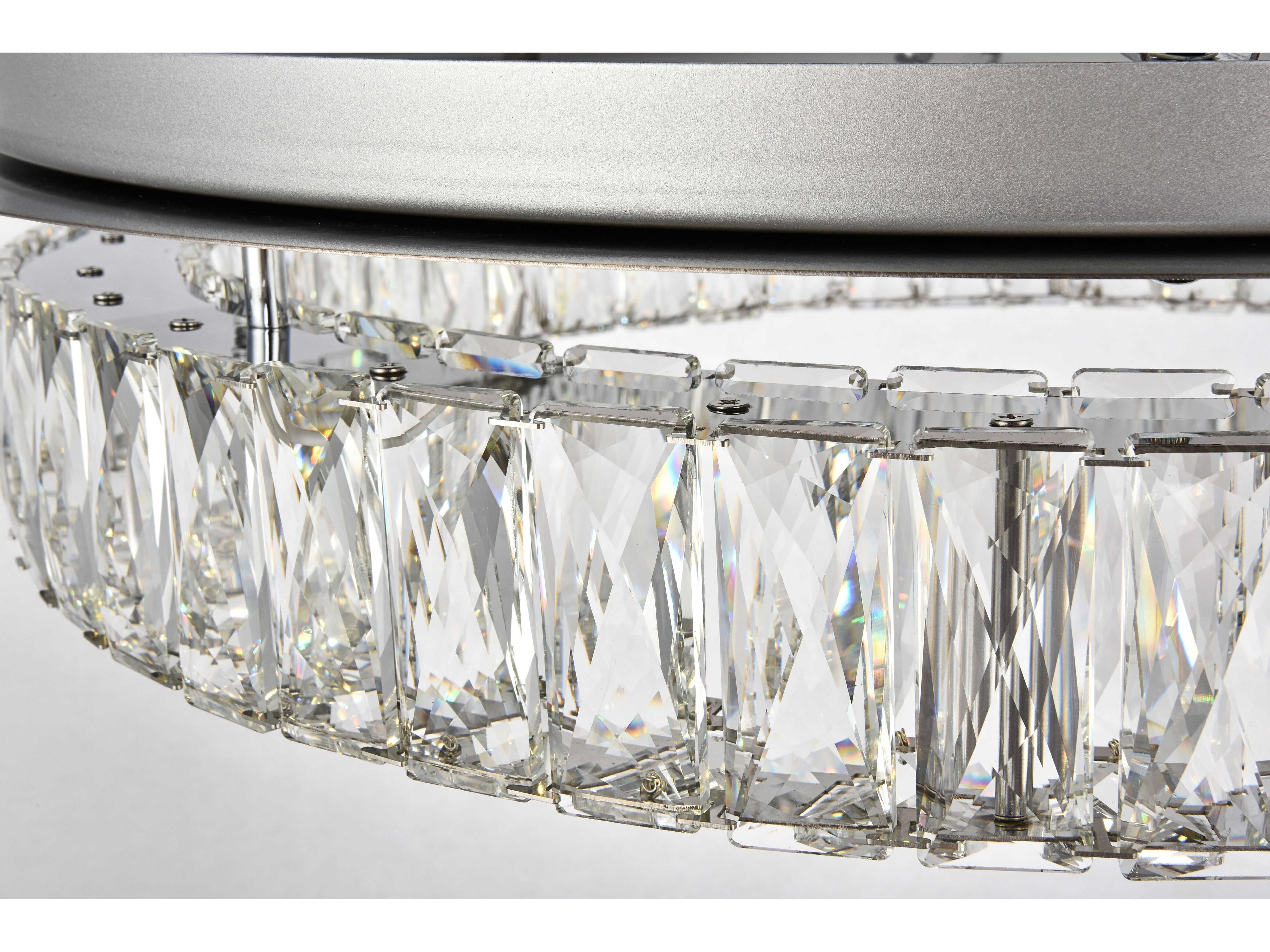 Elegant Lighting Monroe 1-Light Chrome Clear Crystal LED Drum Flush Mount