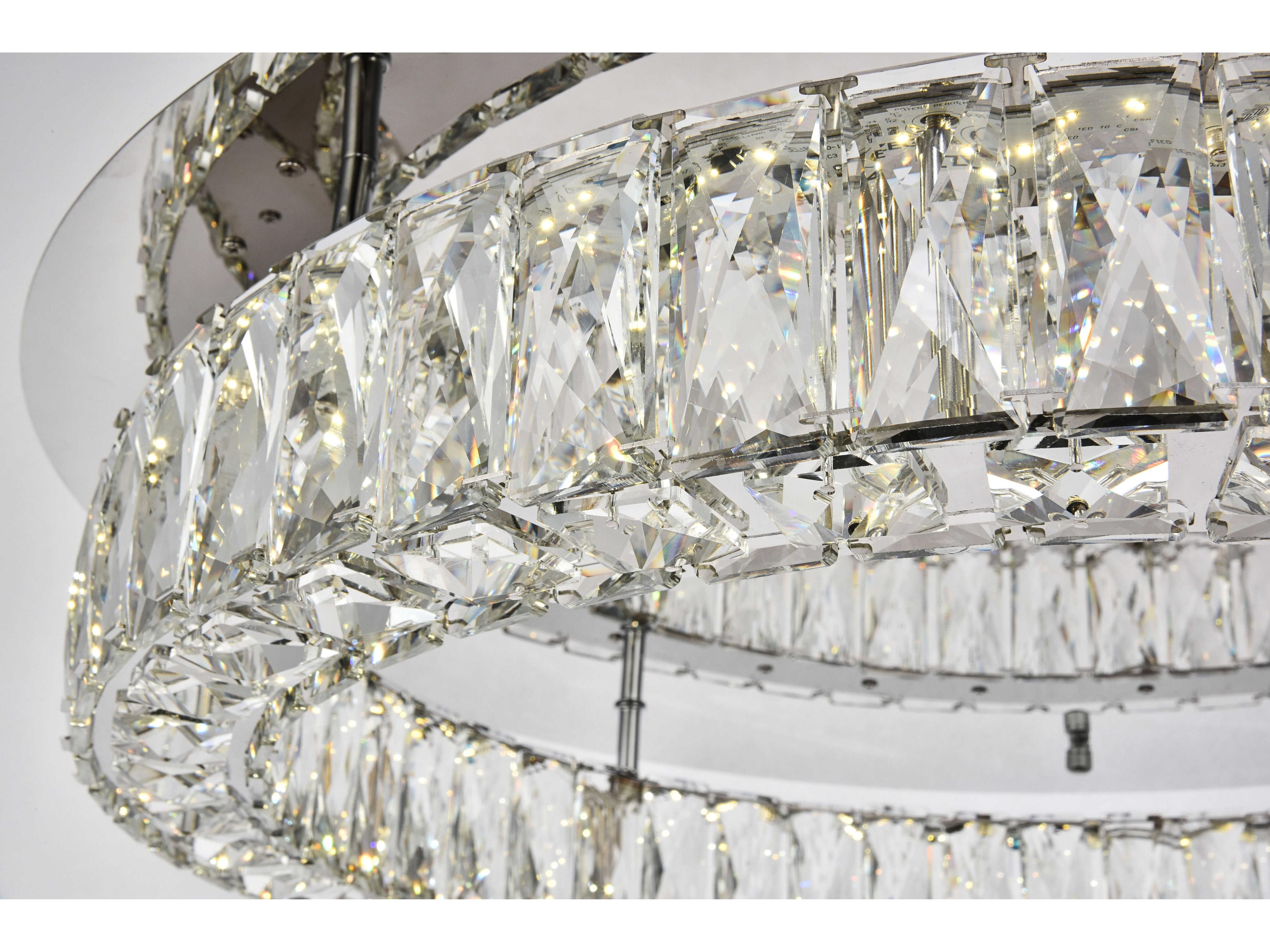 Elegant Lighting Monroe 1-Light Chrome Clear Crystal LED Drum Flush Mount
