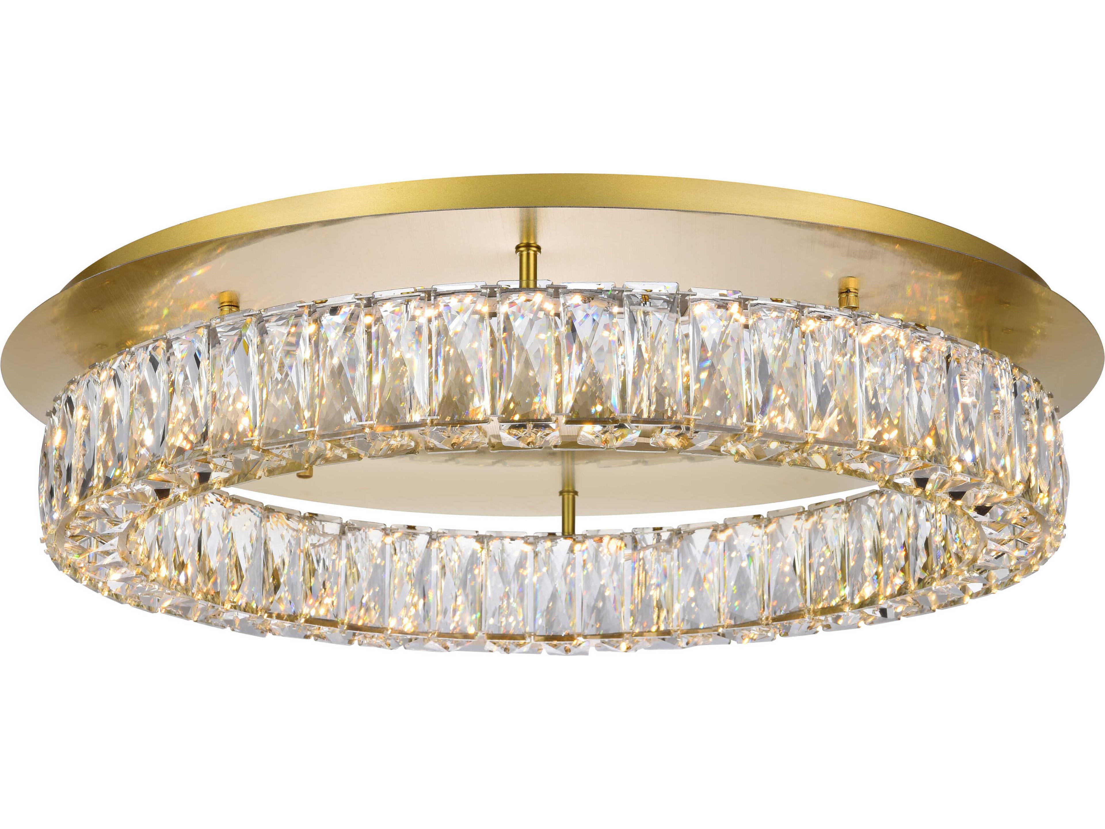 Monroe Gold Clear Crystal LED Drum Flush Mount