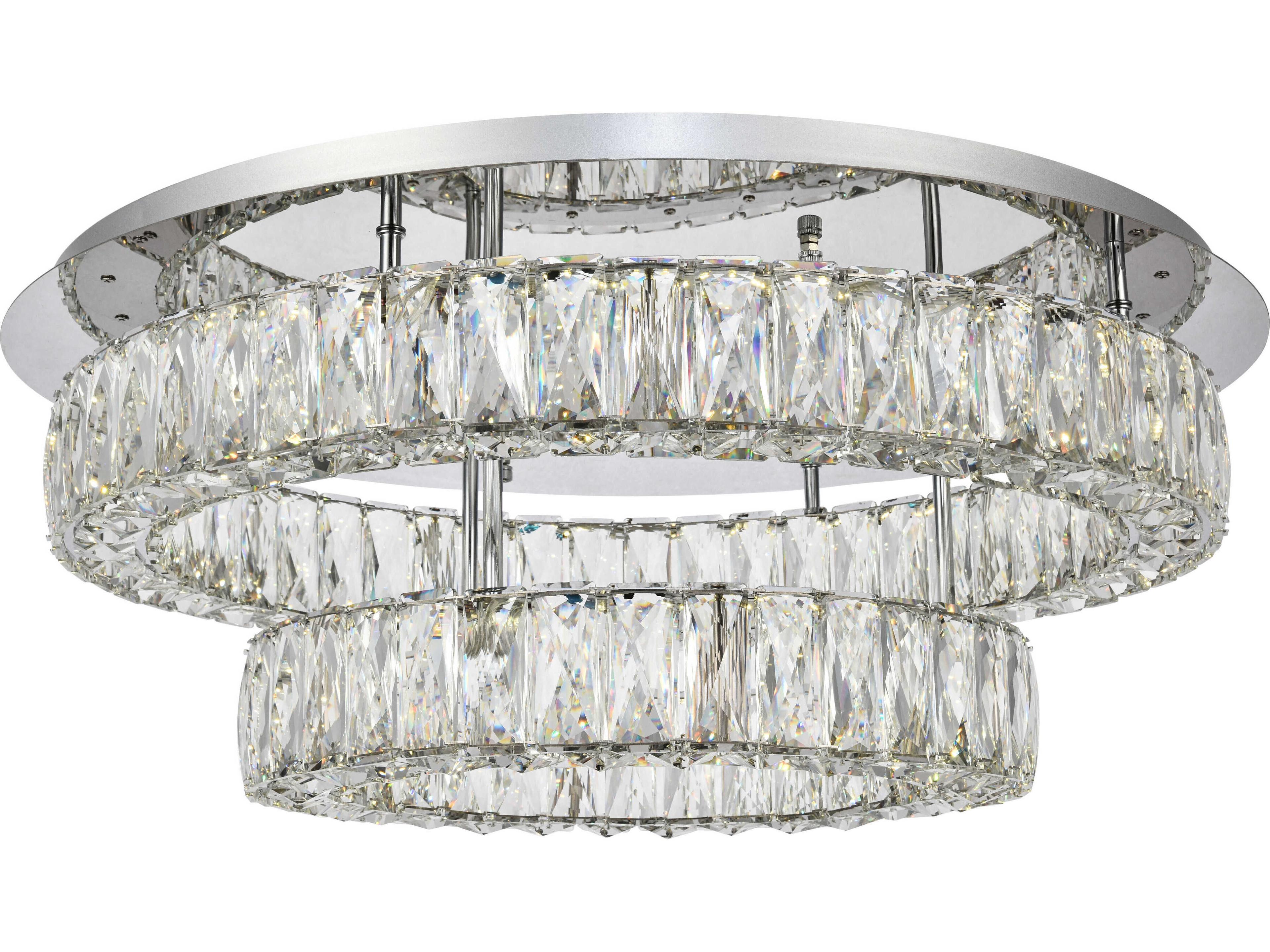Monroe 1-Light Chrome Clear Crystal LED Drum Semi Flush Mount