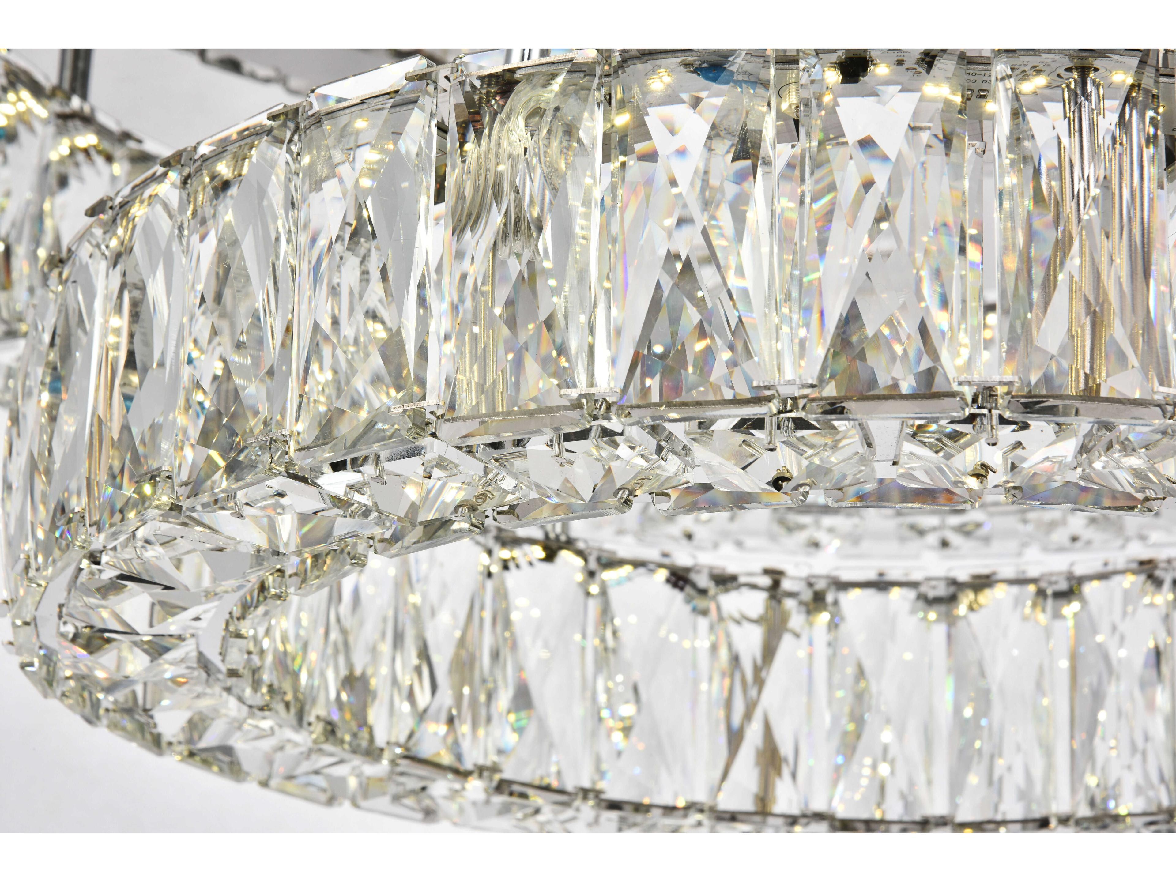 Elegant Lighting Monroe 1-Light Chrome Clear Crystal LED Drum Semi Flush Mount