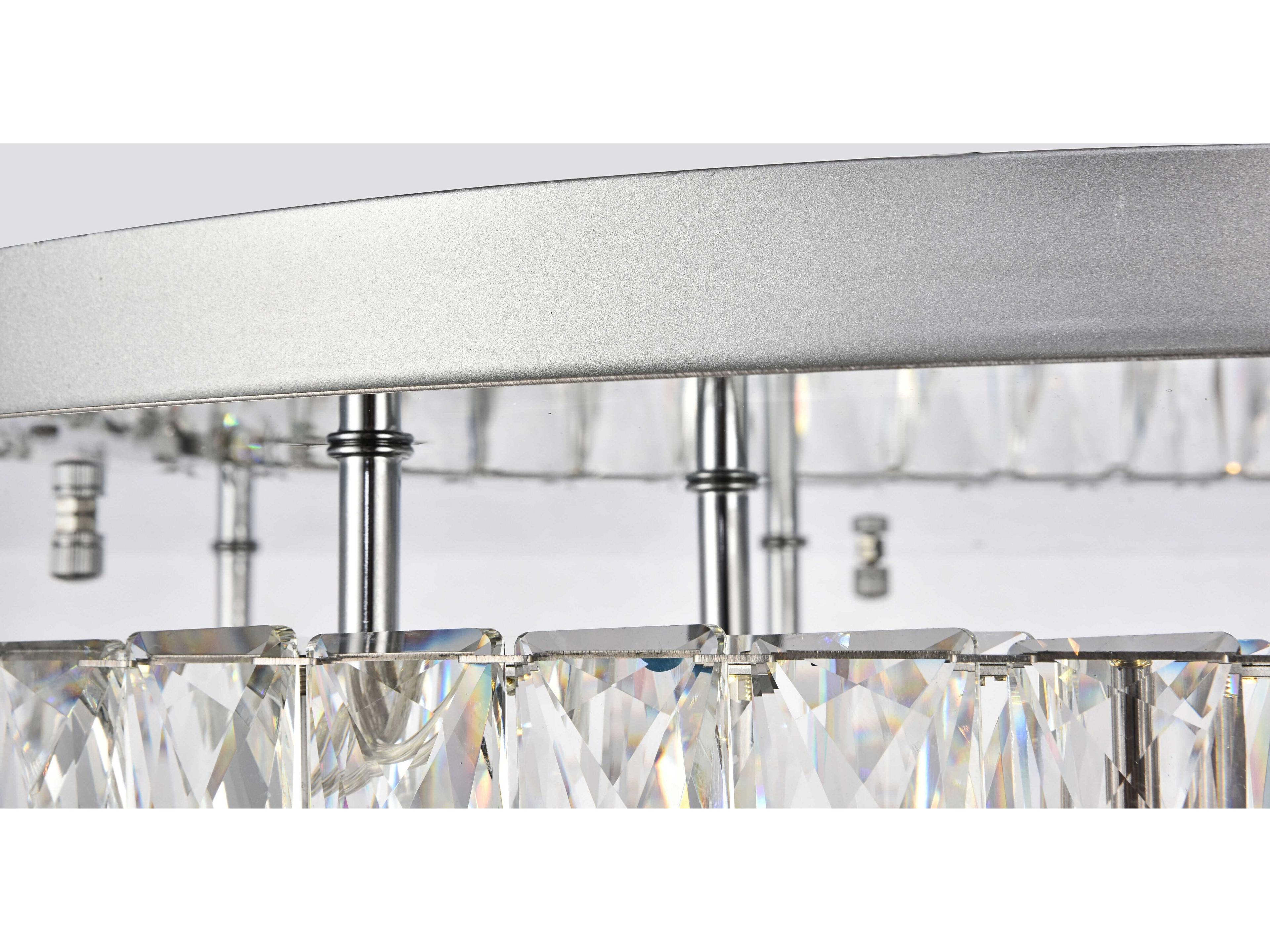 Elegant Lighting Monroe 1-Light Chrome Clear Crystal LED Drum Semi Flush Mount