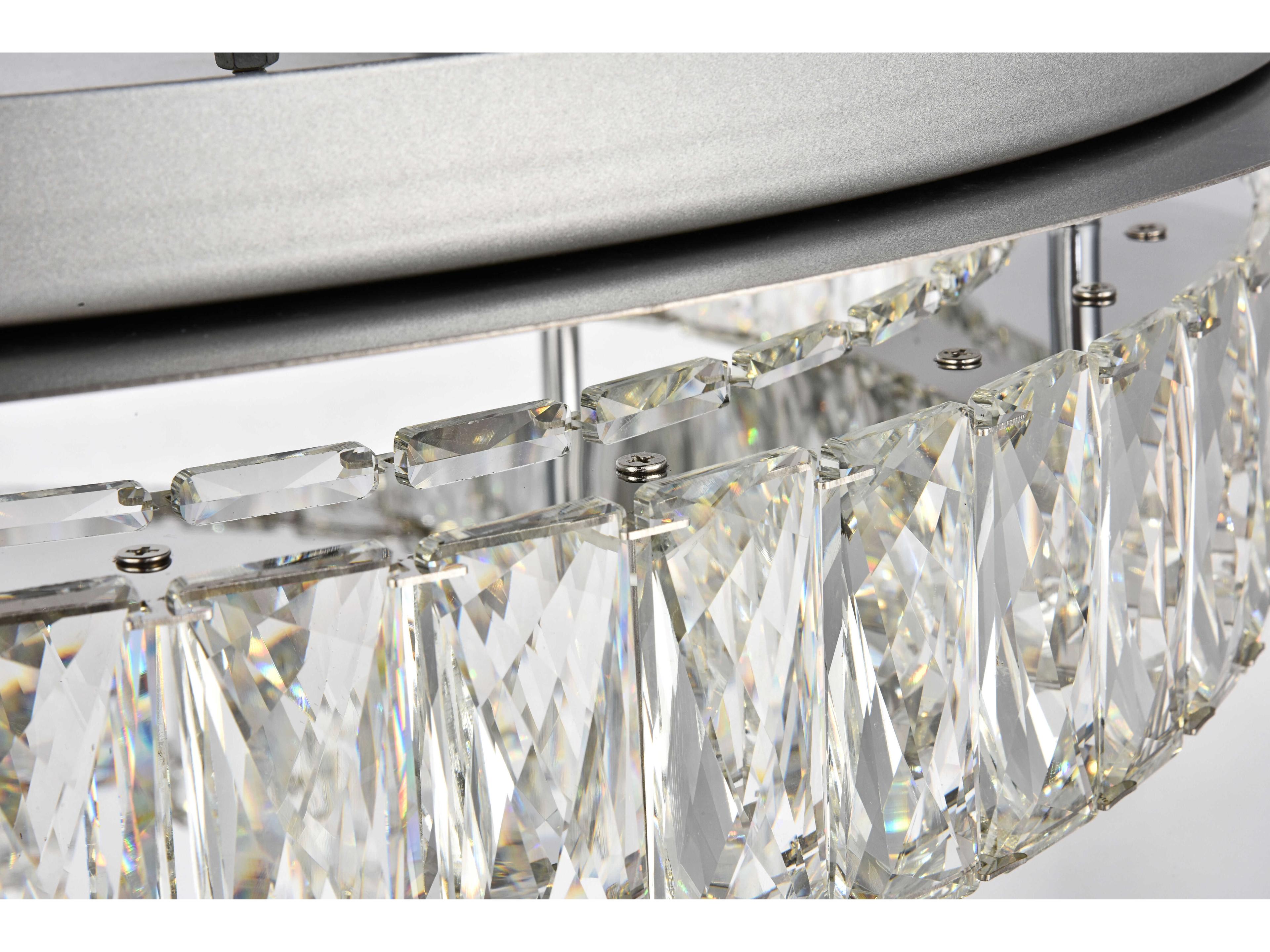 Elegant Lighting Monroe 1-Light Chrome Clear Crystal LED Drum Semi Flush Mount