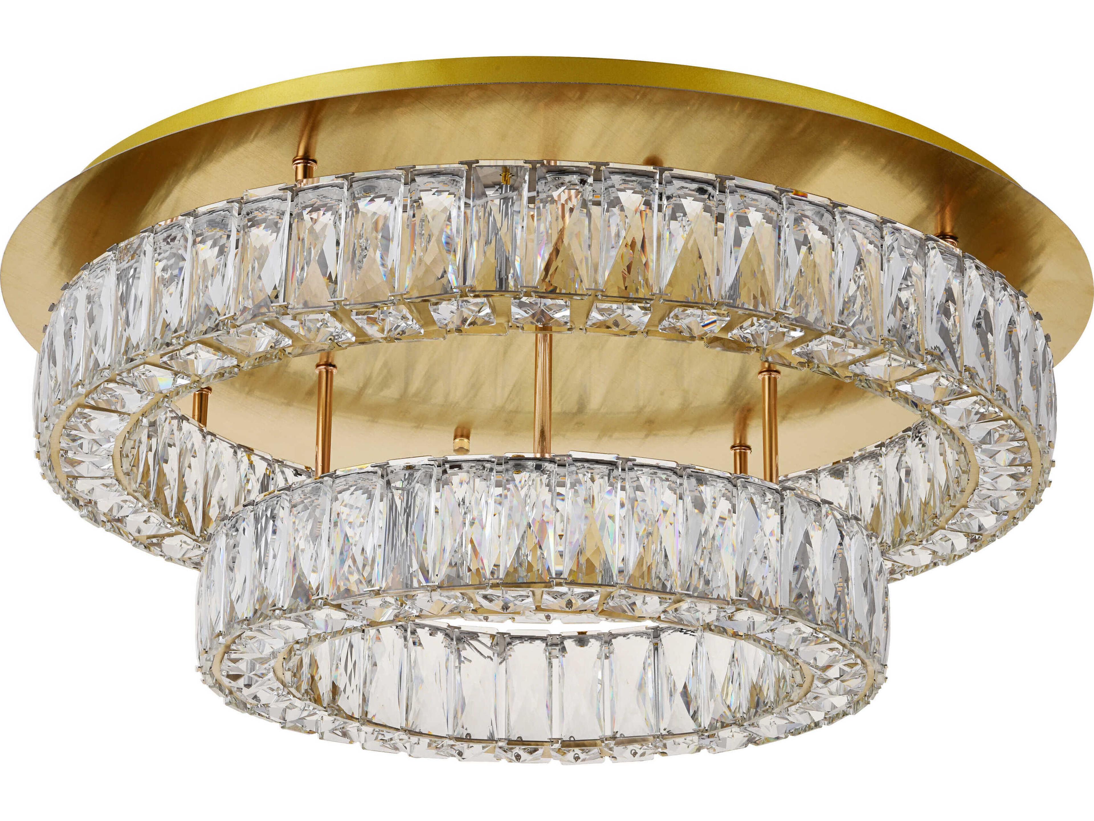 Elegant Lighting Monroe 2-Light Gold Clear Crystal LED Drum Flush Mount