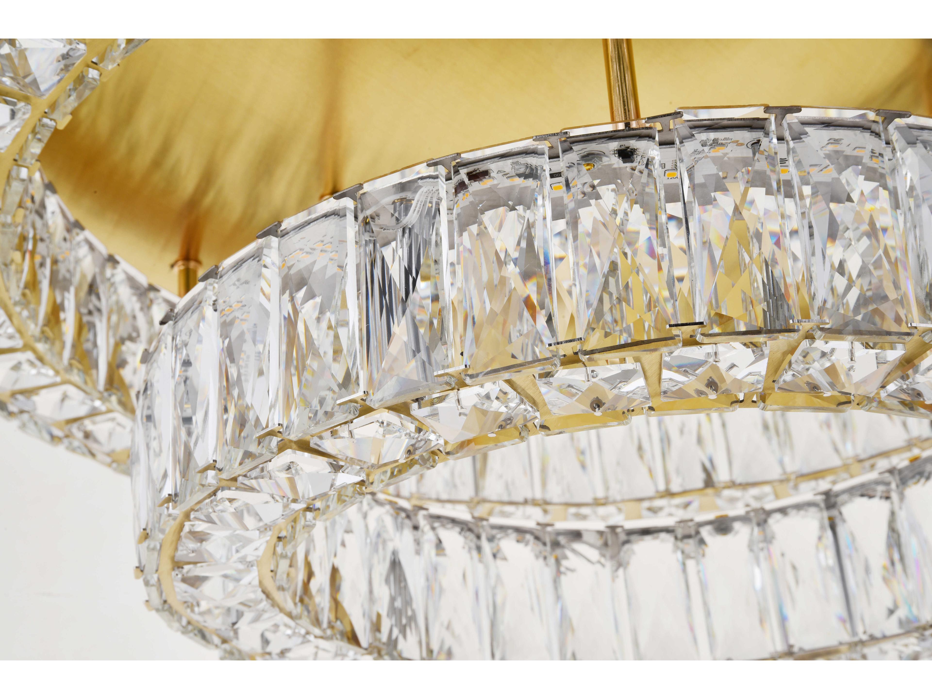 Elegant Lighting Monroe 2-Light Gold Clear Crystal LED Drum Flush Mount
