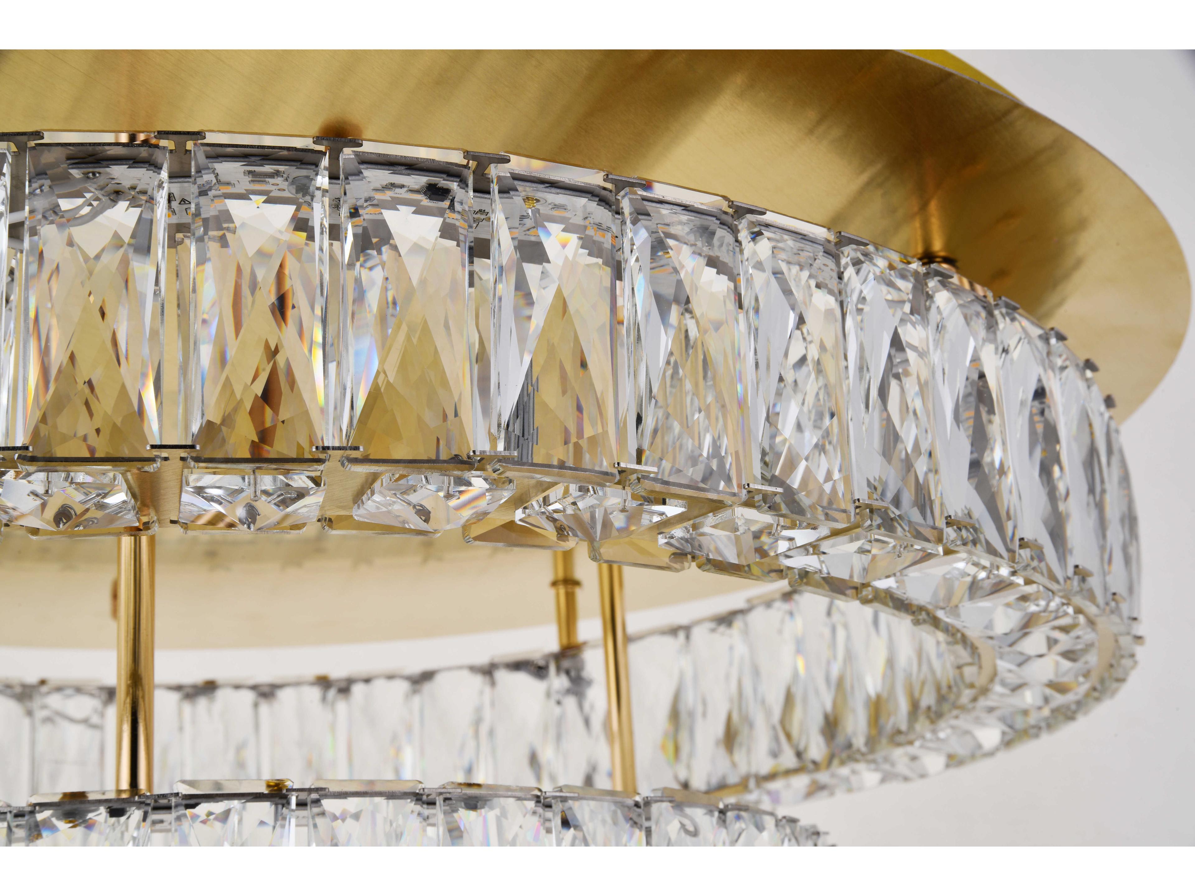 Elegant Lighting Monroe 2-Light Gold Clear Crystal LED Drum Flush Mount