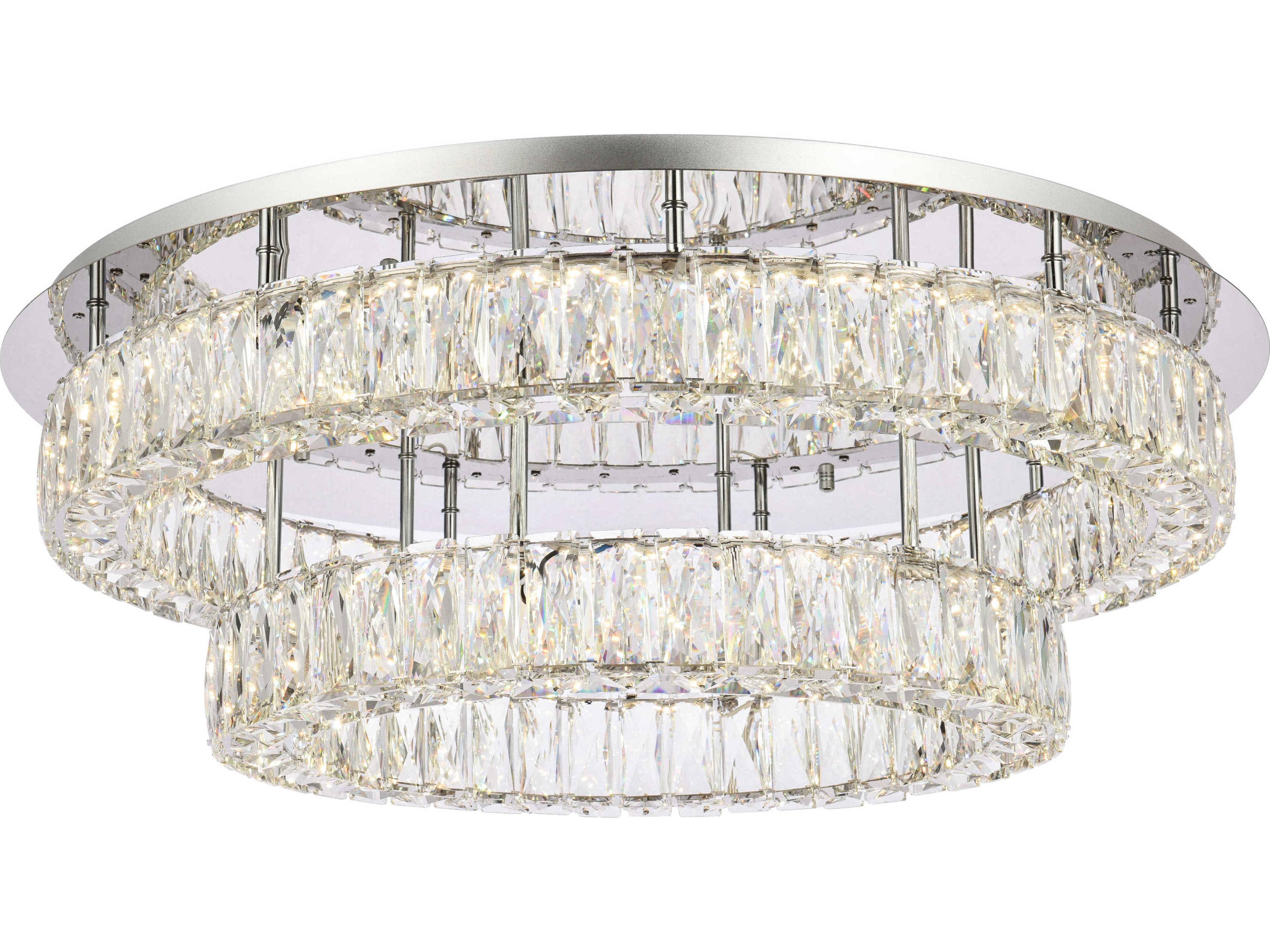 Monroe 2-Light Chrome Crystal LED Drum Tiered Flush Mount