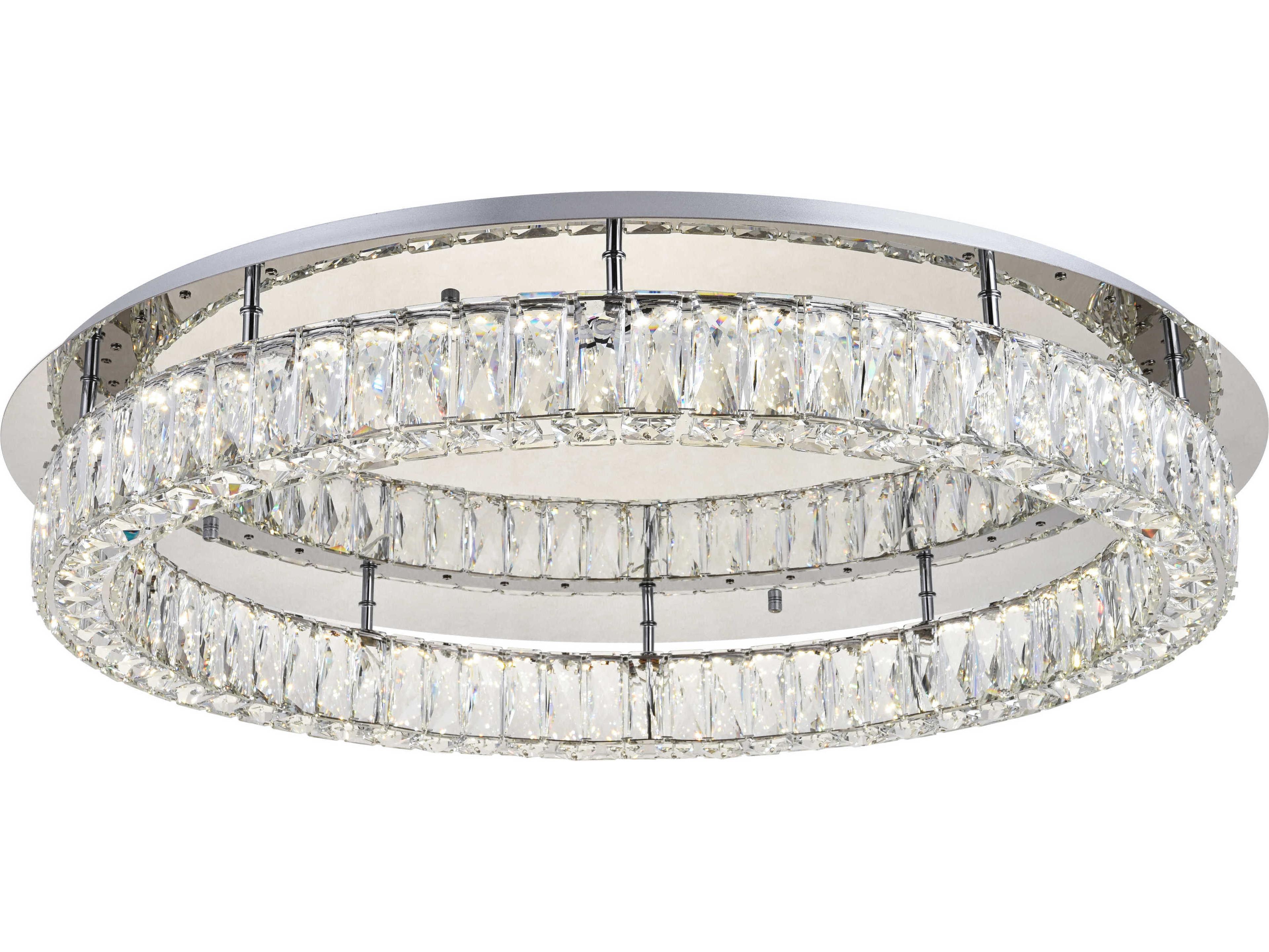 Elegant Lighting Monroe Chrome Crystal LED Drum Flush Mount