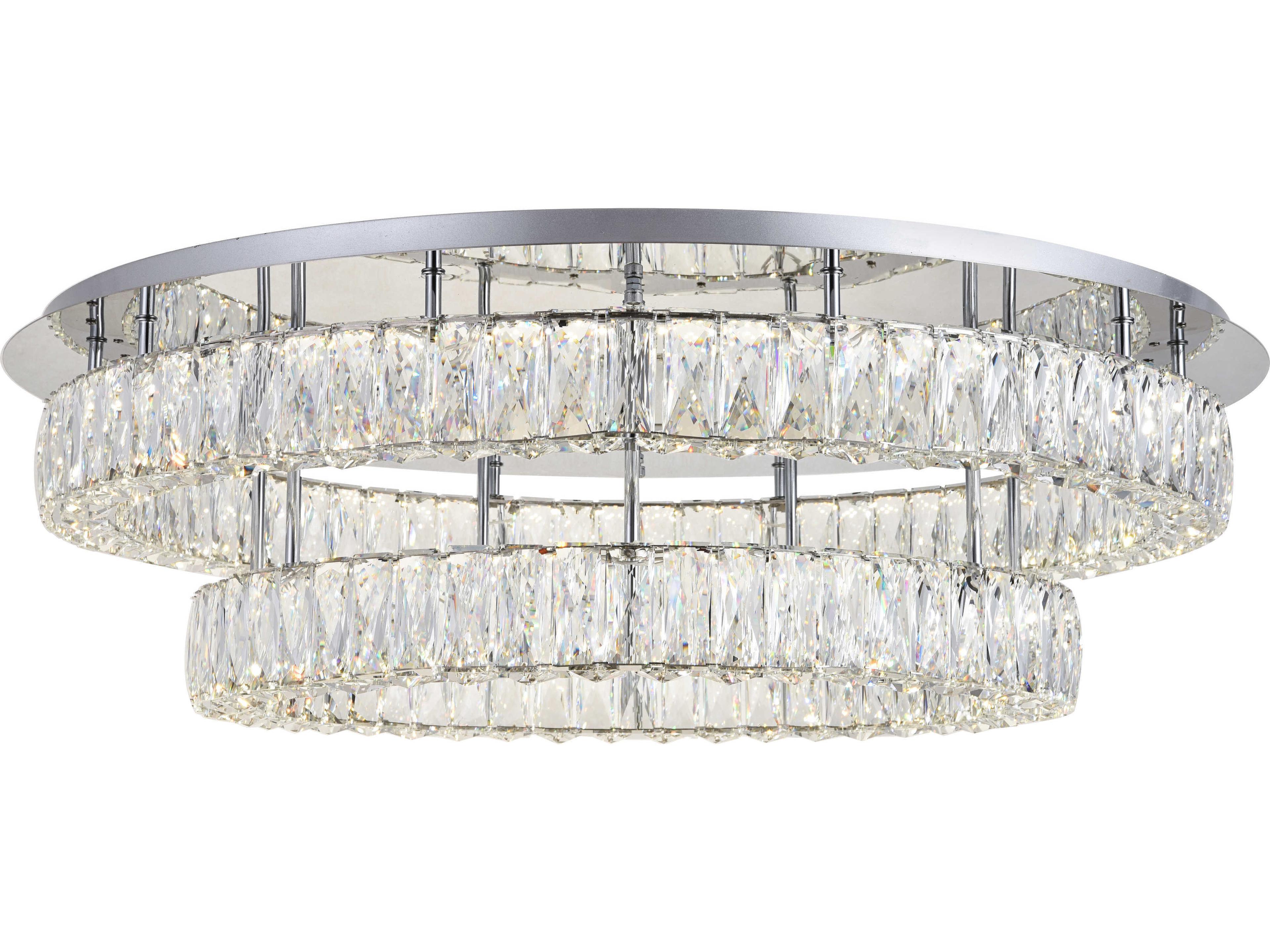 Elegant Lighting Monroe Chrome Crystal LED Drum Flush Mount