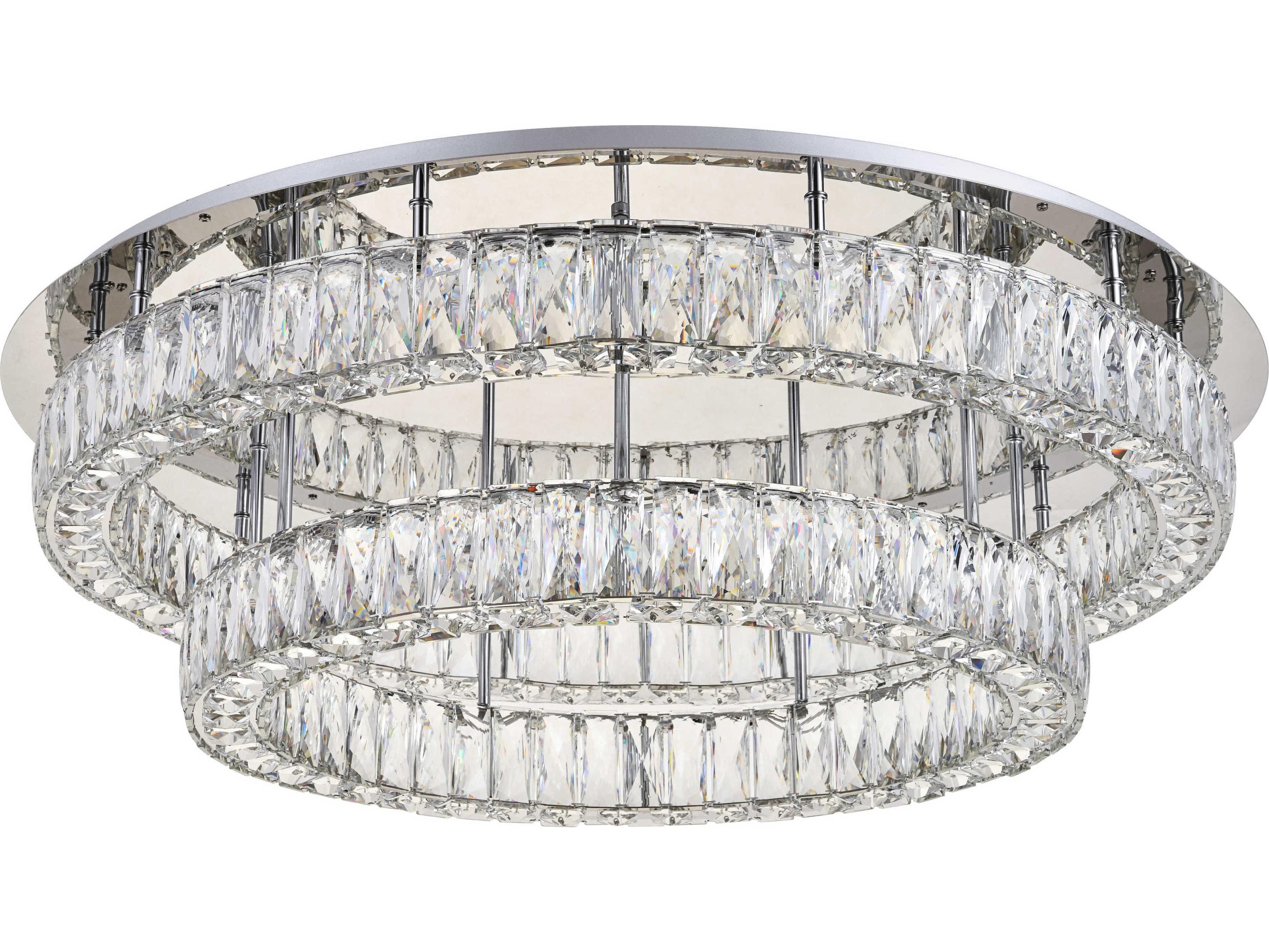Elegant Lighting Monroe Chrome Crystal LED Drum Flush Mount