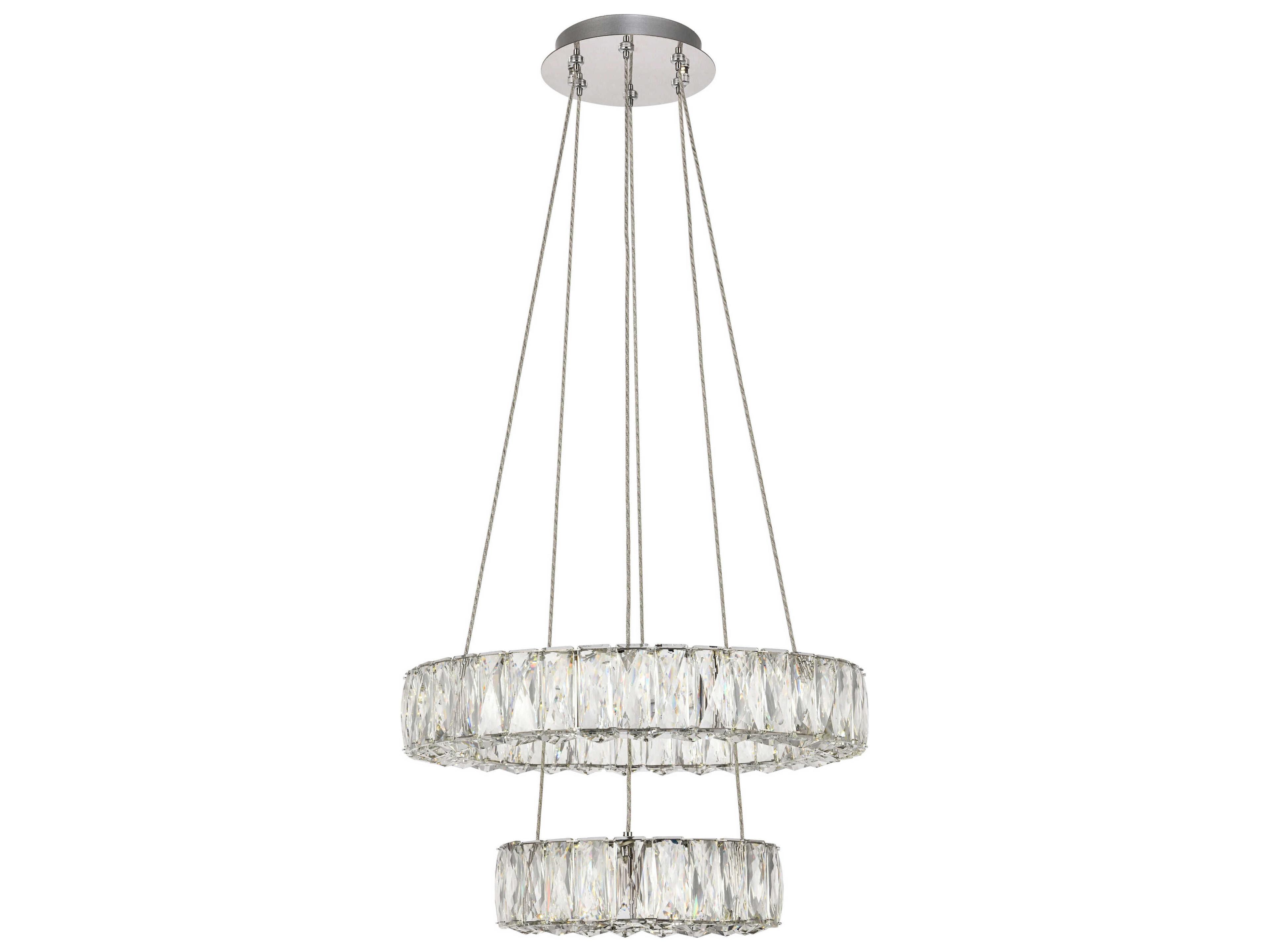 Monroe 1-Light Chrome Clear Crystal LED Drum Pendant