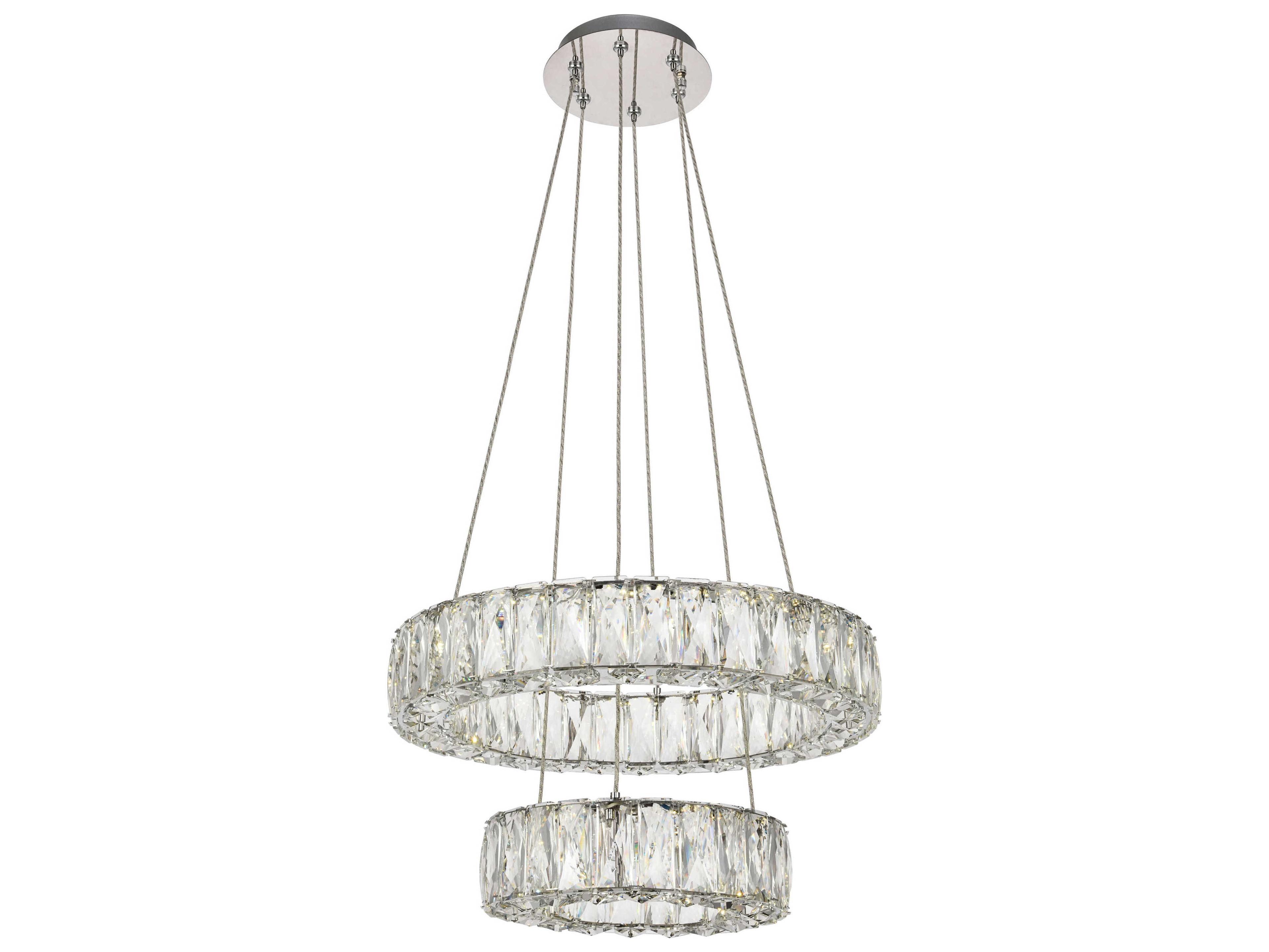 Elegant Lighting Monroe 1-Light Chrome Clear Crystal LED Drum Pendant