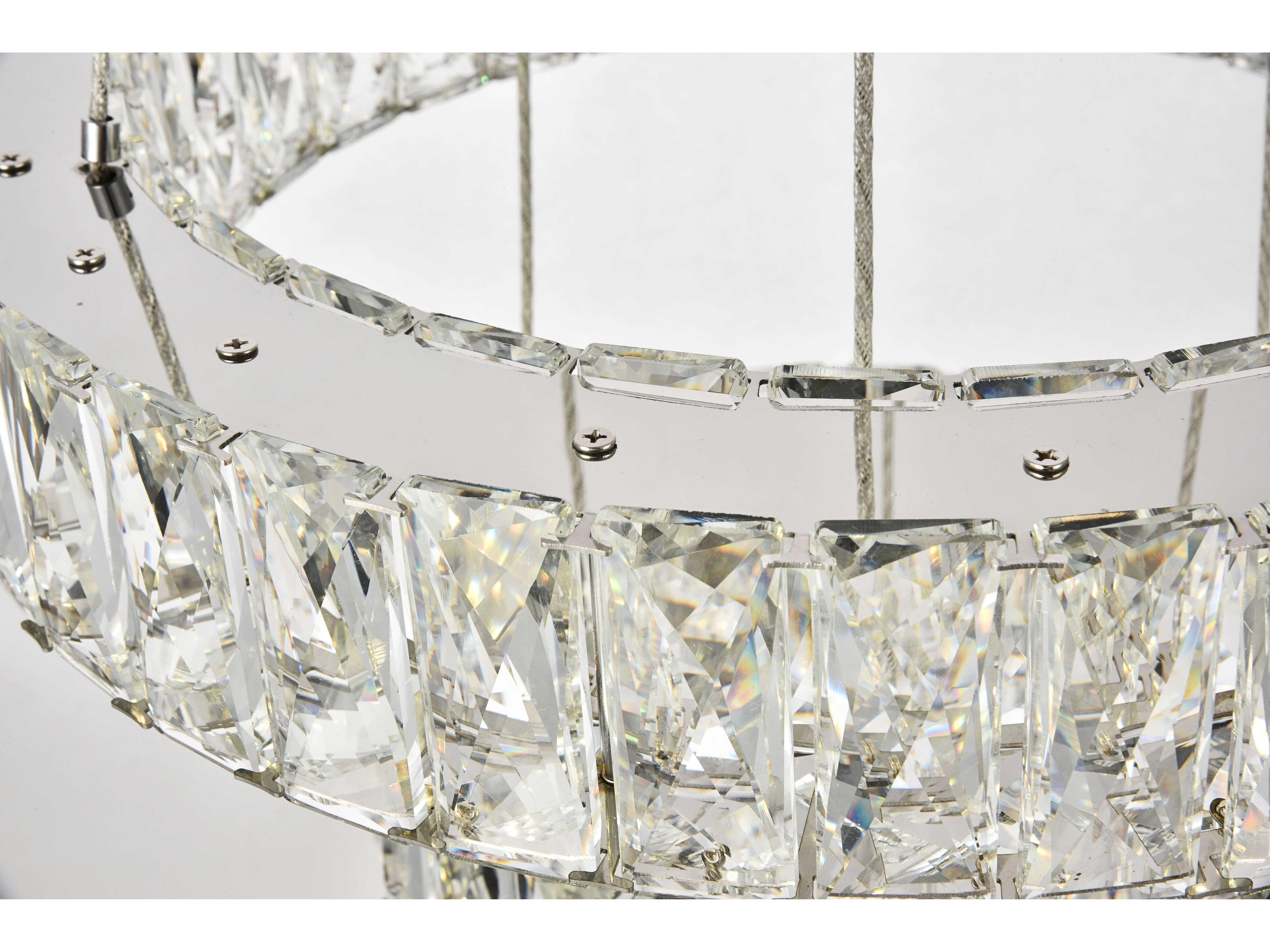 Elegant Lighting Monroe 1-Light Chrome Clear Crystal LED Drum Pendant