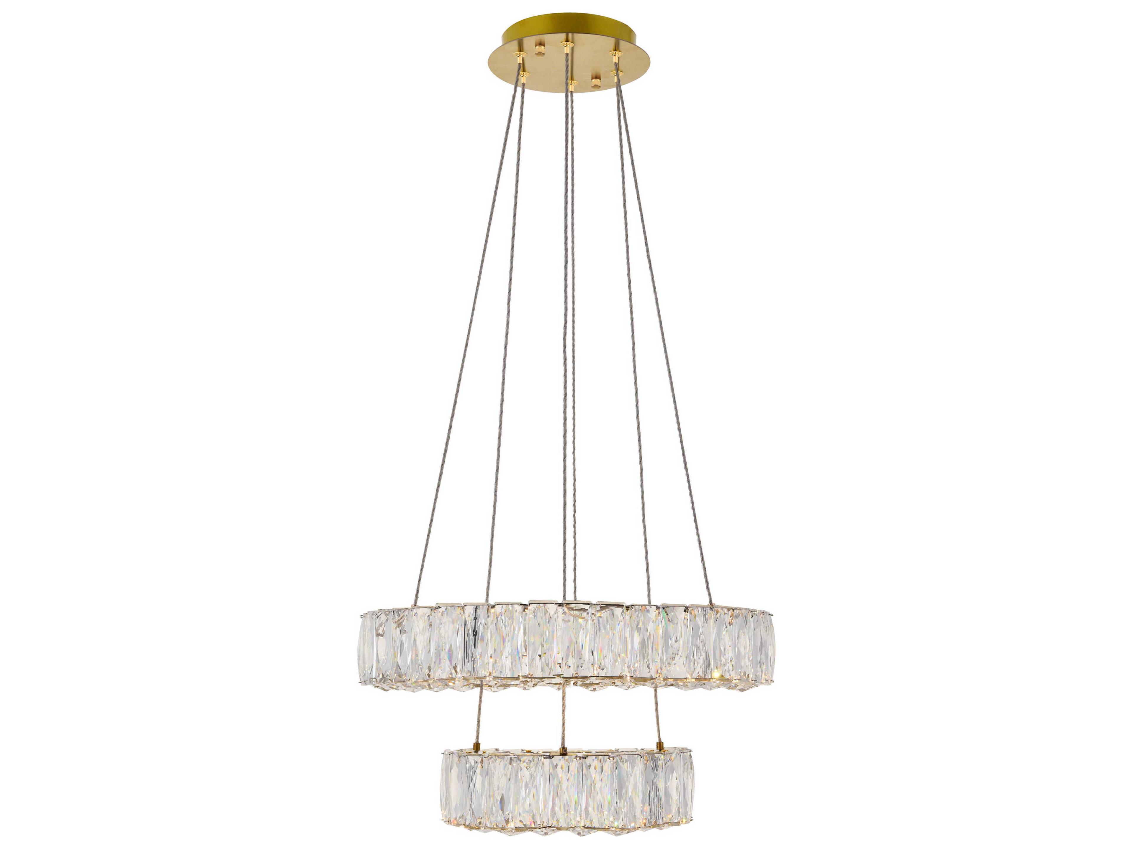 Monroe 2-Light Gold Clear Crystal LED Drum Chandelier