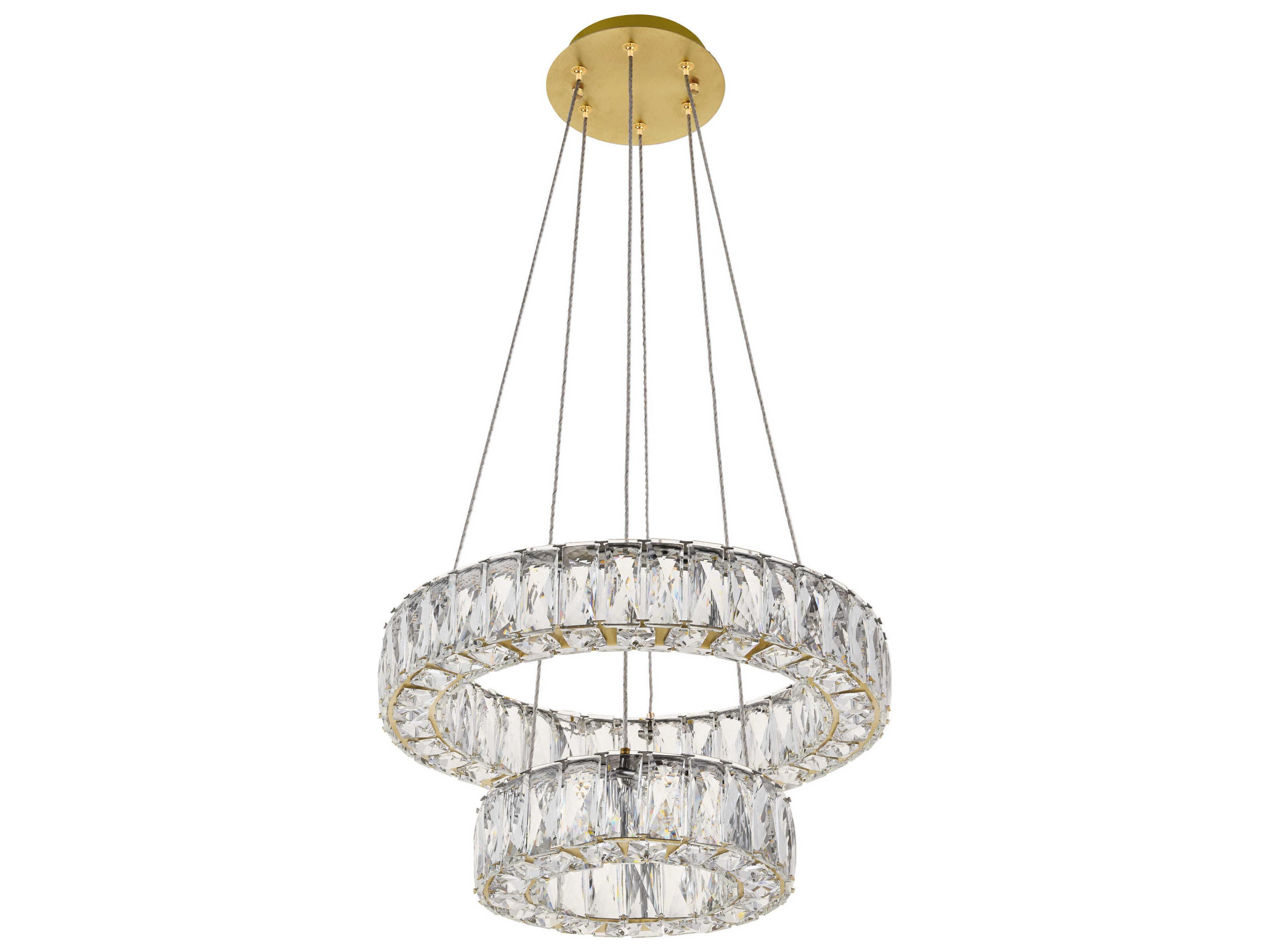 Elegant Lighting Monroe 2-Light Gold Clear Crystal LED Drum Chandelier