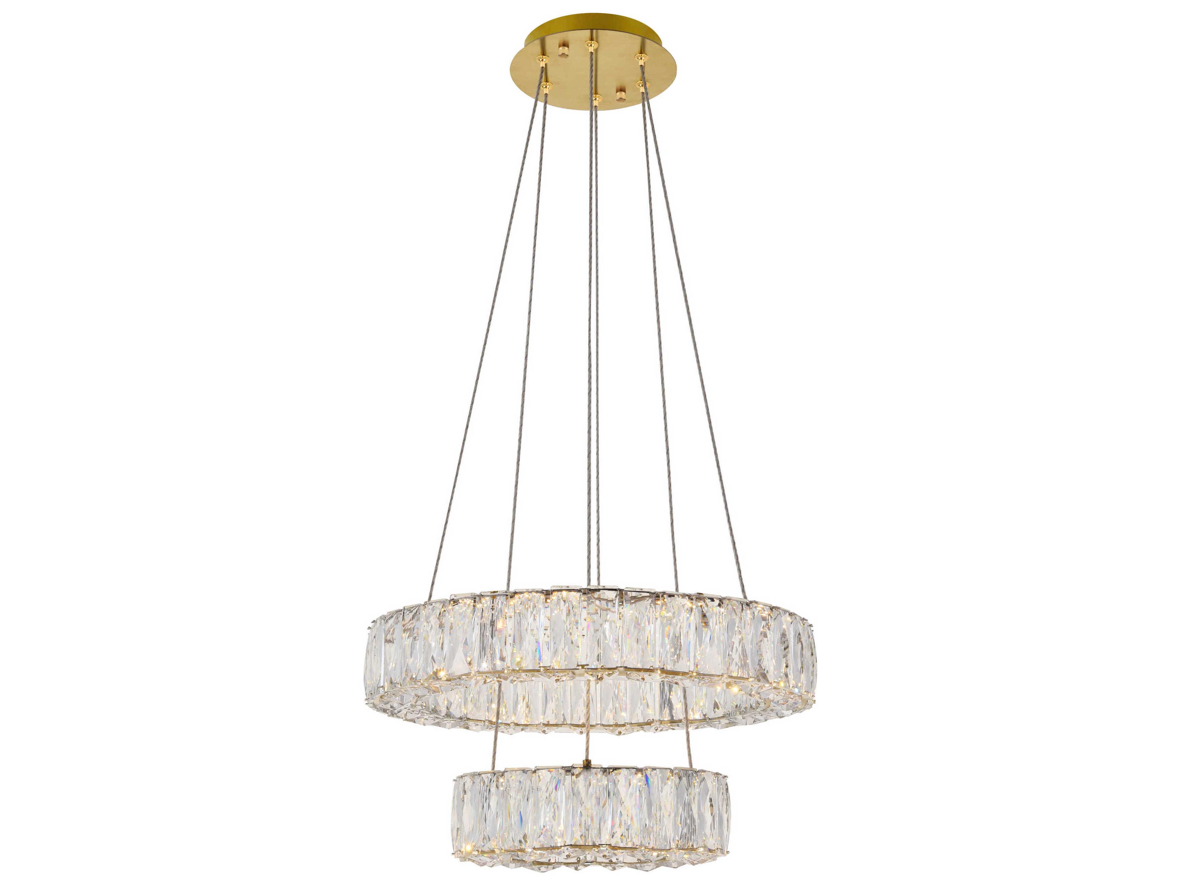 Elegant Lighting Monroe 2-Light Gold Clear Crystal LED Drum Chandelier