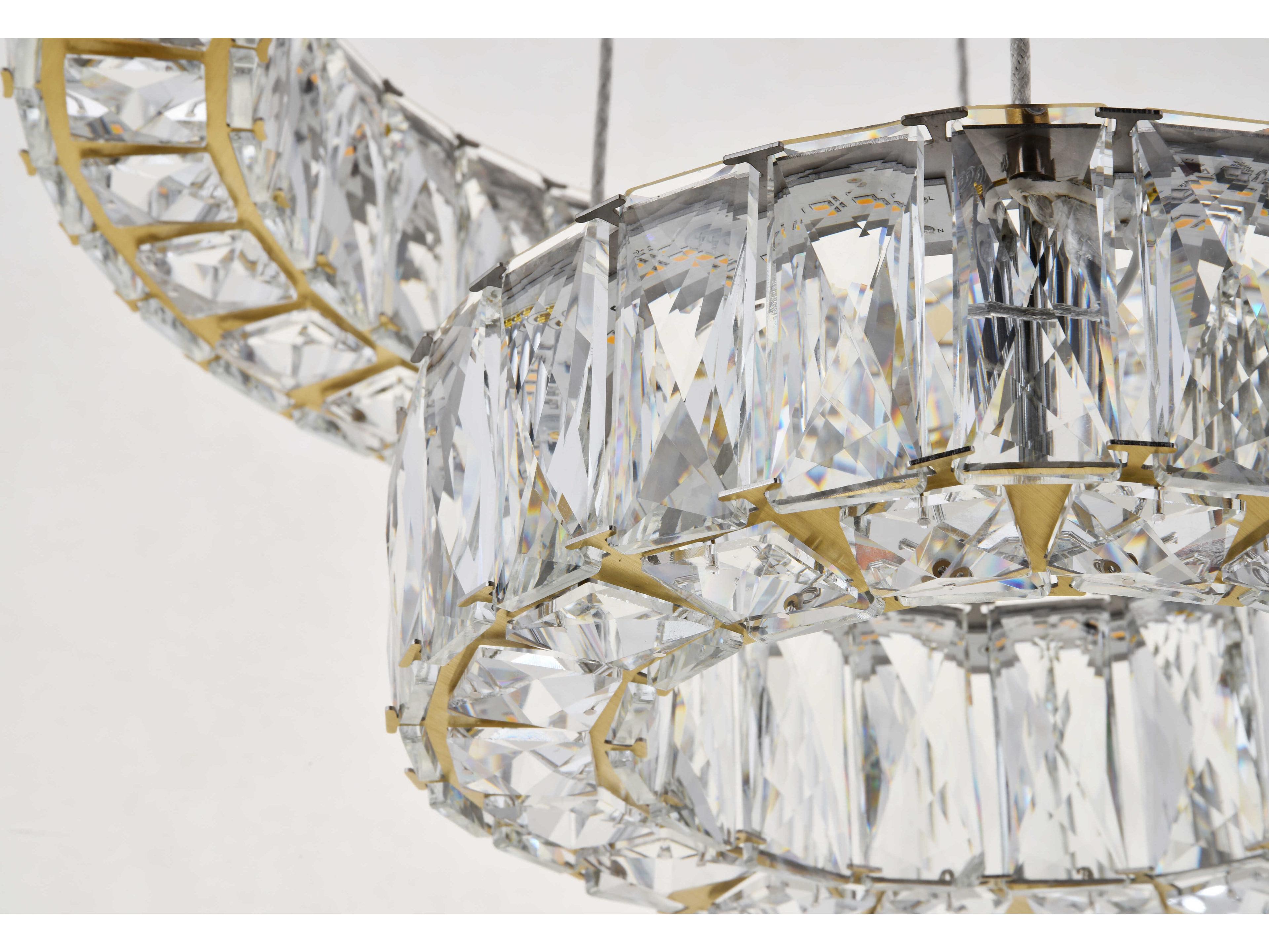 Elegant Lighting Monroe 2-Light Gold Clear Crystal LED Drum Chandelier