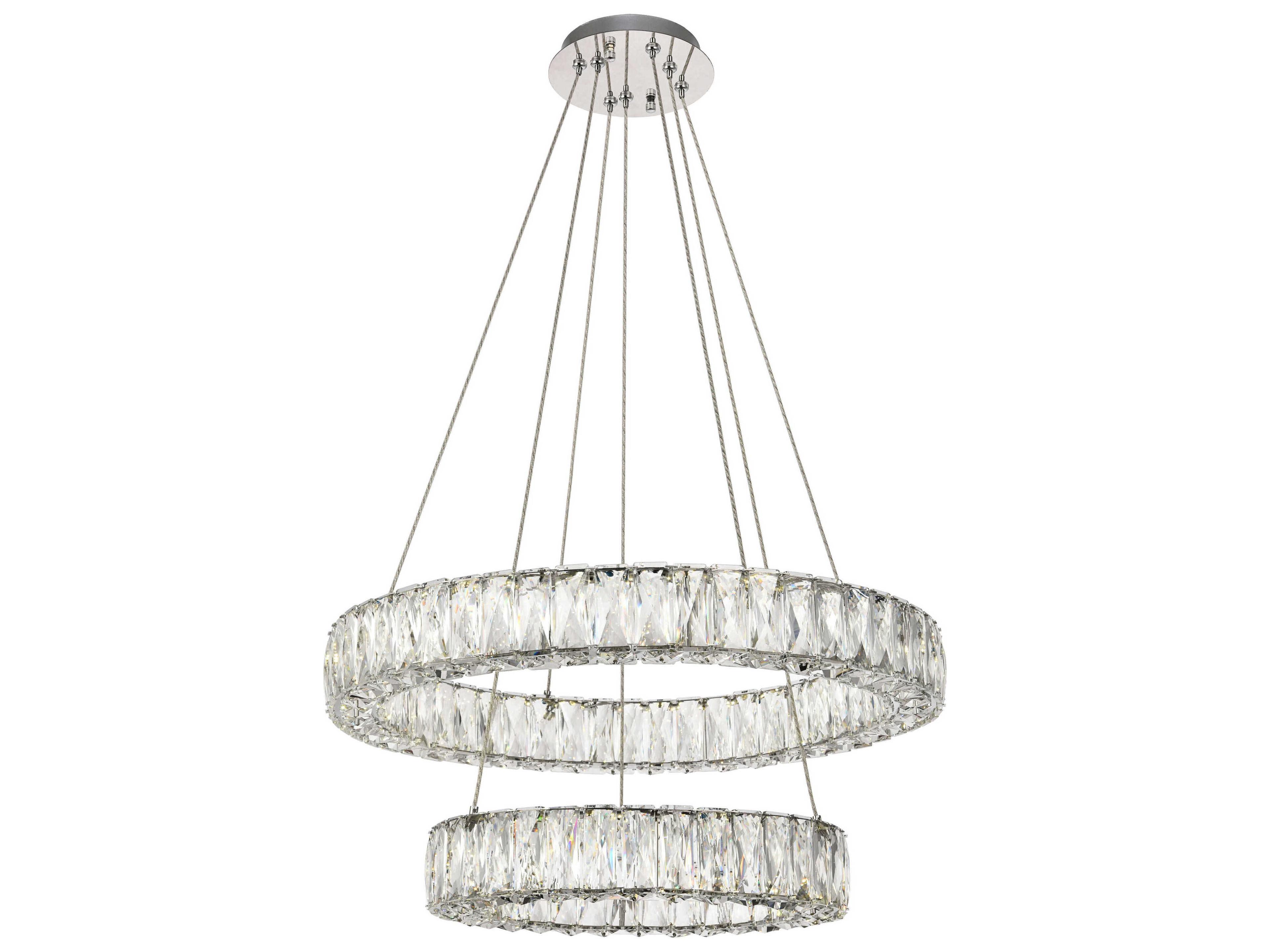 Monroe 1-Light Chrome Clear Crystal LED Drum Pendant