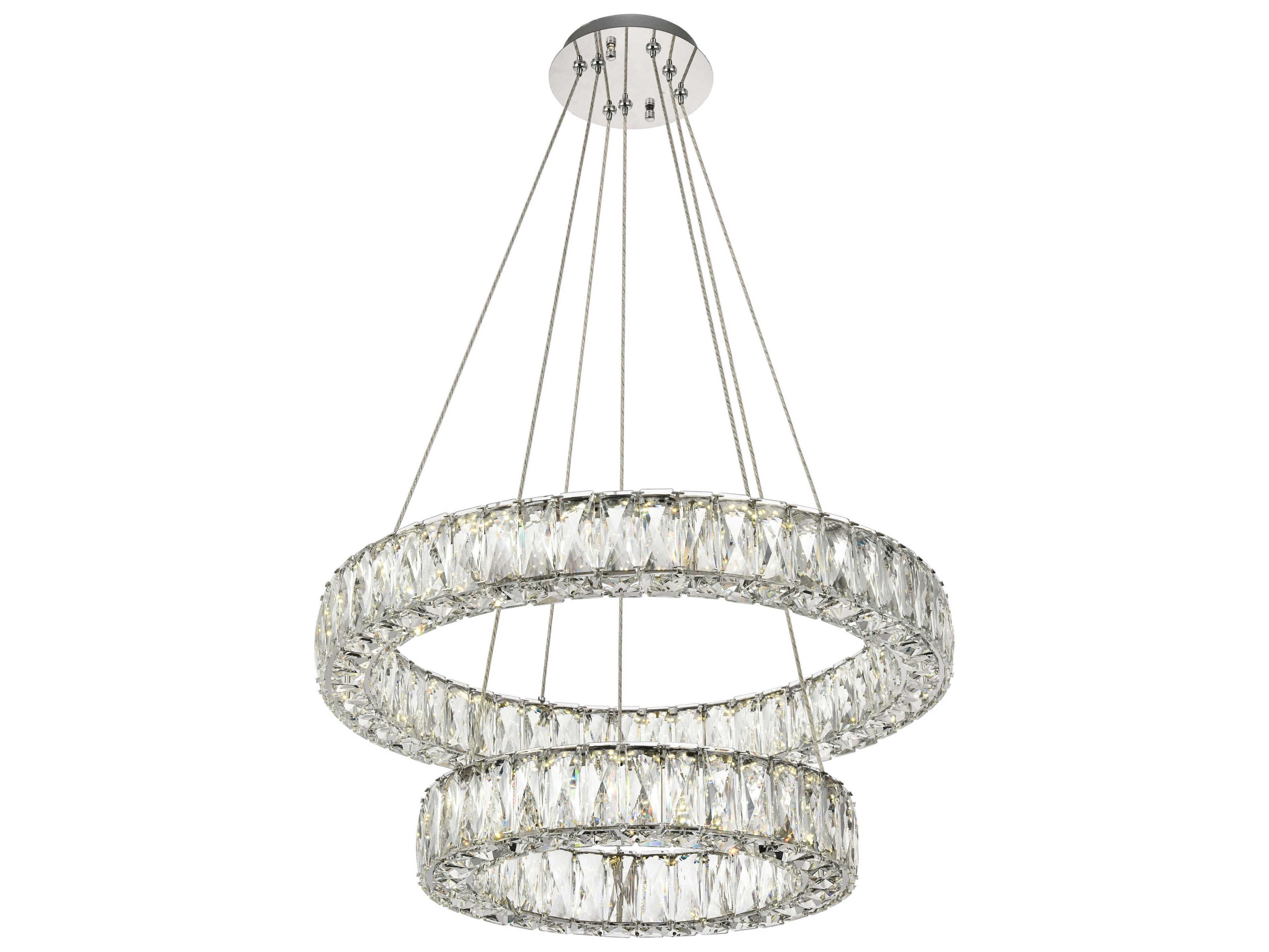 Elegant Lighting Monroe 1-Light Chrome Clear Crystal LED Drum Pendant