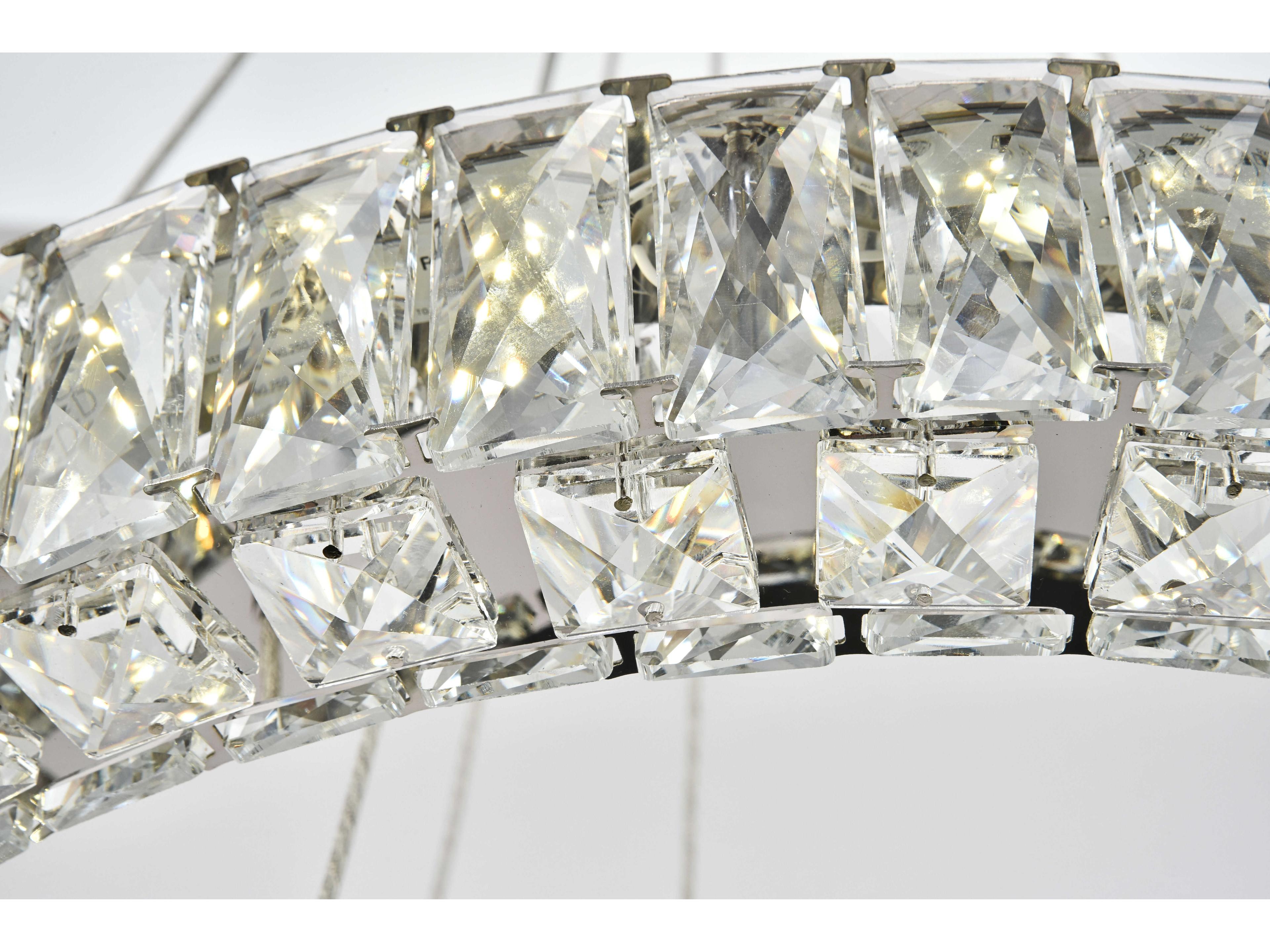 Elegant Lighting Monroe 1-Light Chrome Clear Crystal LED Drum Pendant