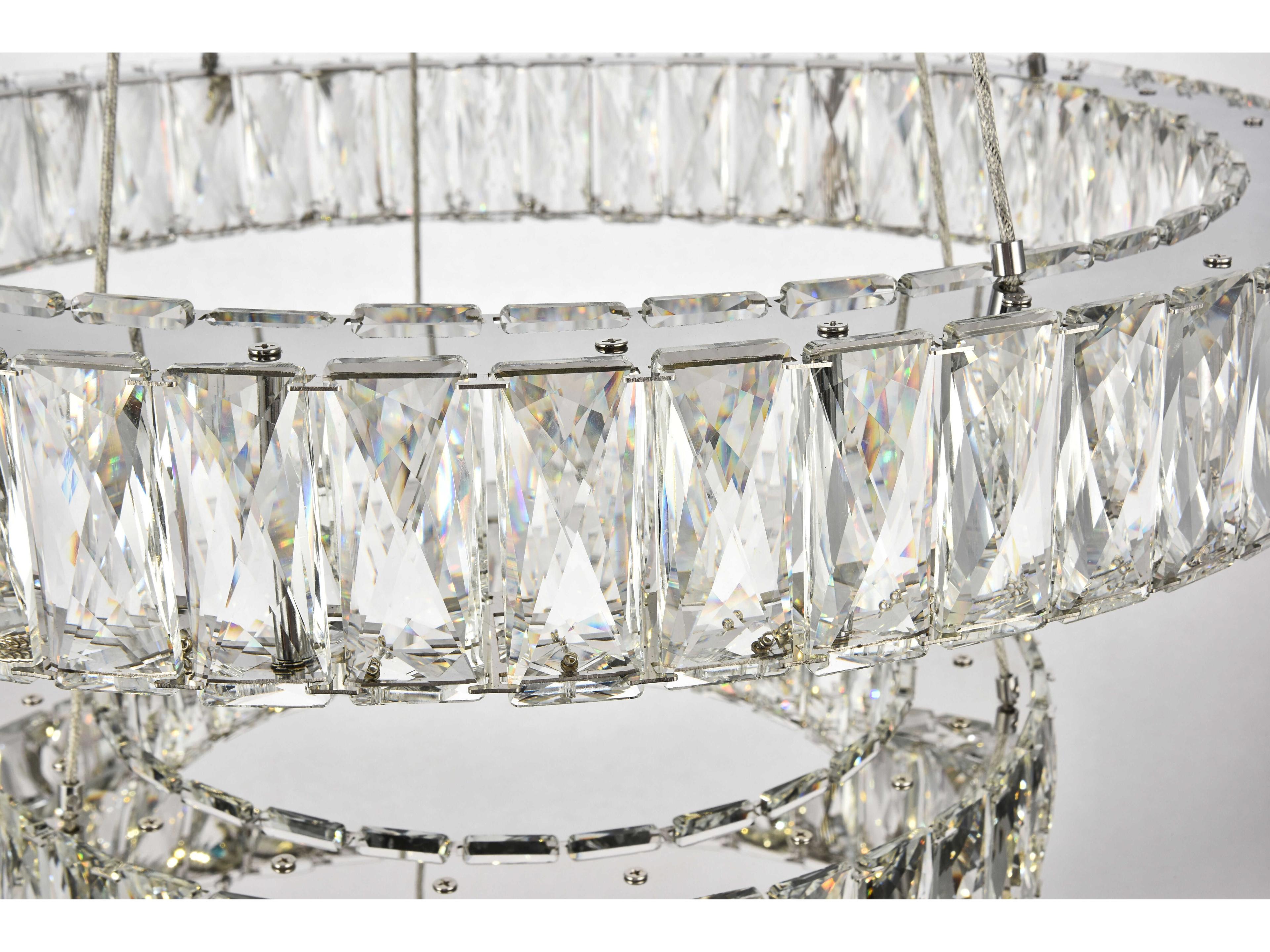 Elegant Lighting Monroe 1-Light Chrome Clear Crystal LED Drum Pendant