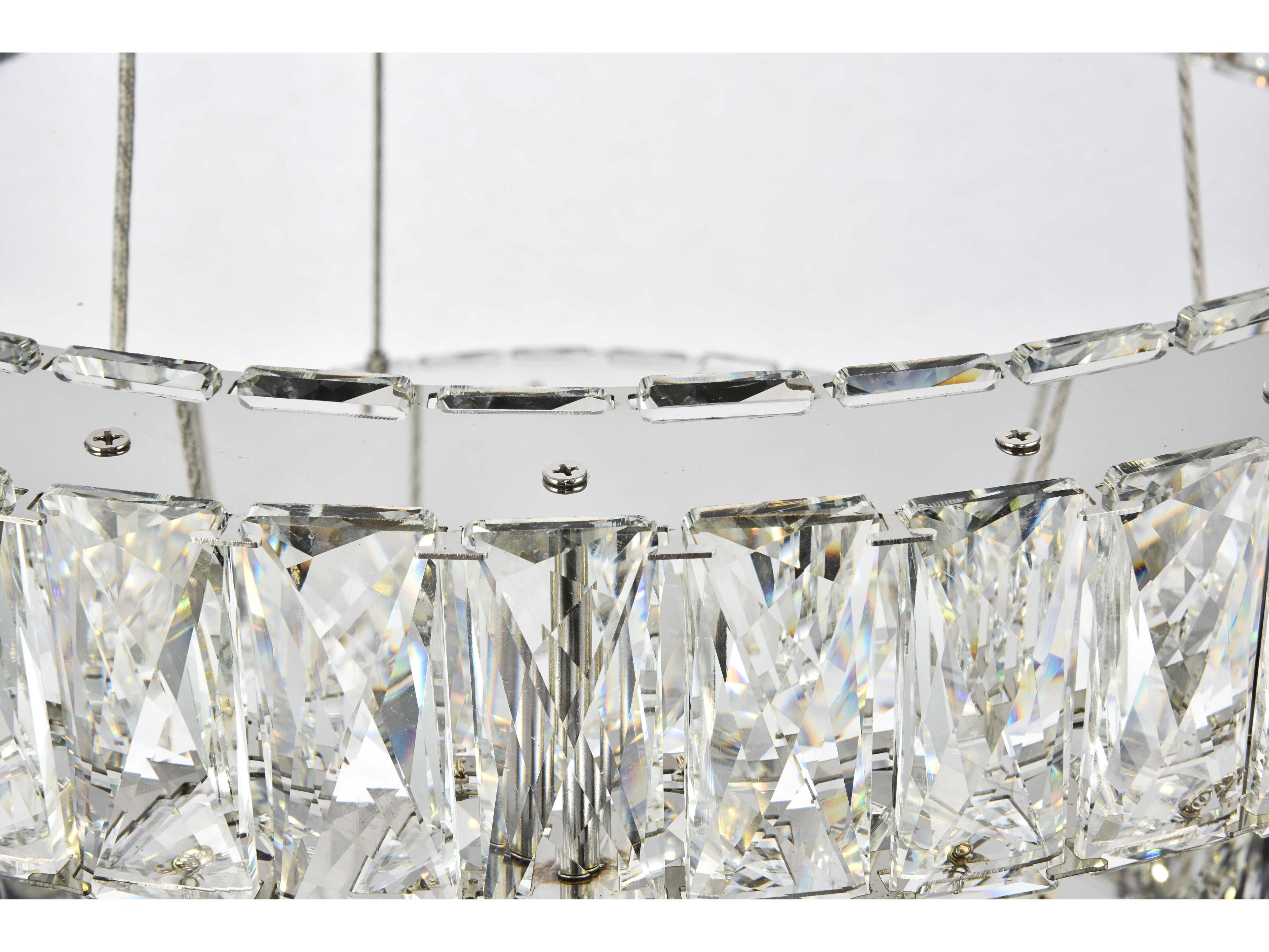 Elegant Lighting Monroe 1-Light Chrome Clear Crystal LED Drum Pendant