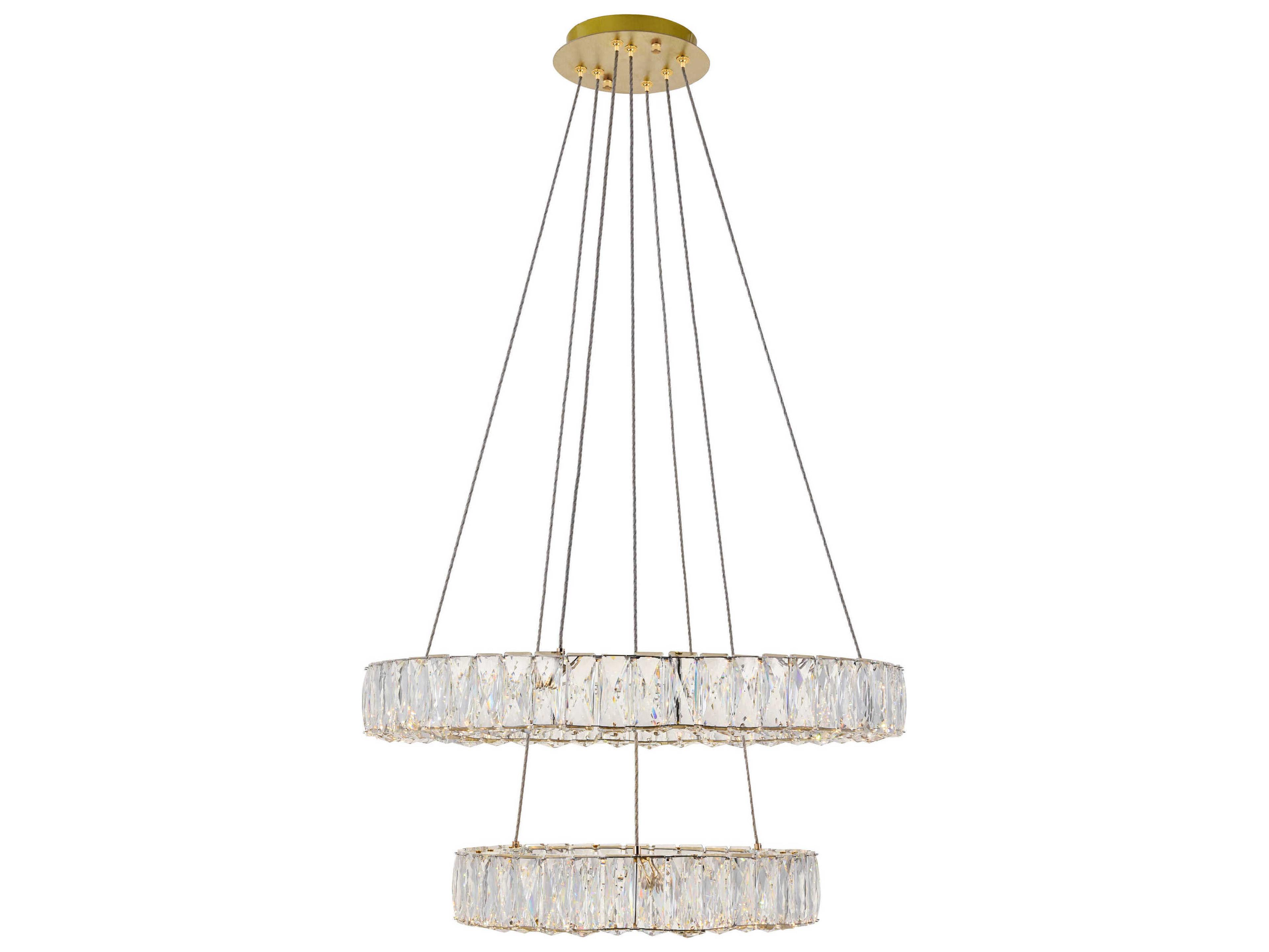 Monroe 2-Light Gold Clear Crystal LED Drum Chandelier