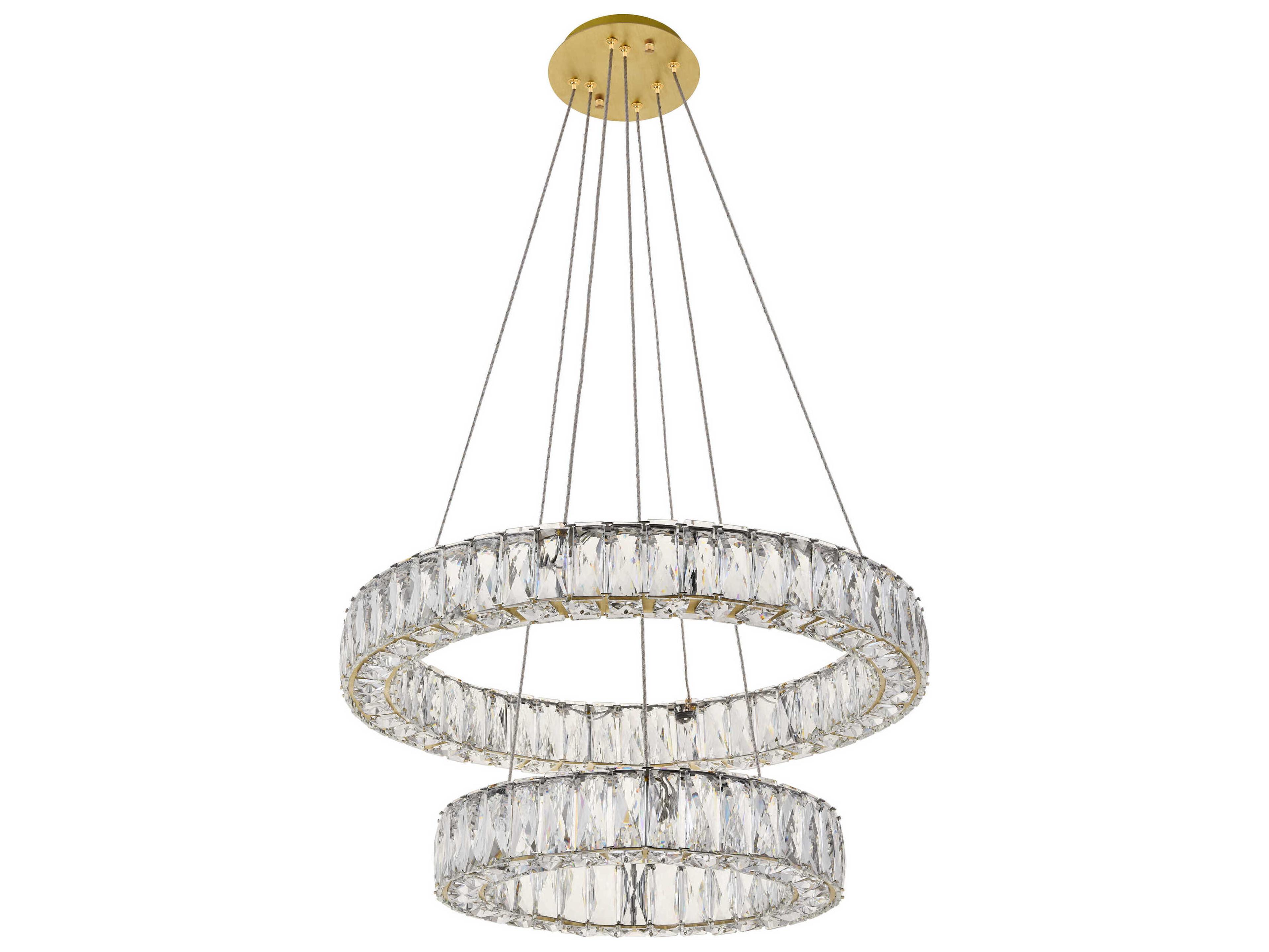 Elegant Lighting Monroe 2-Light Gold Clear Crystal LED Drum Chandelier