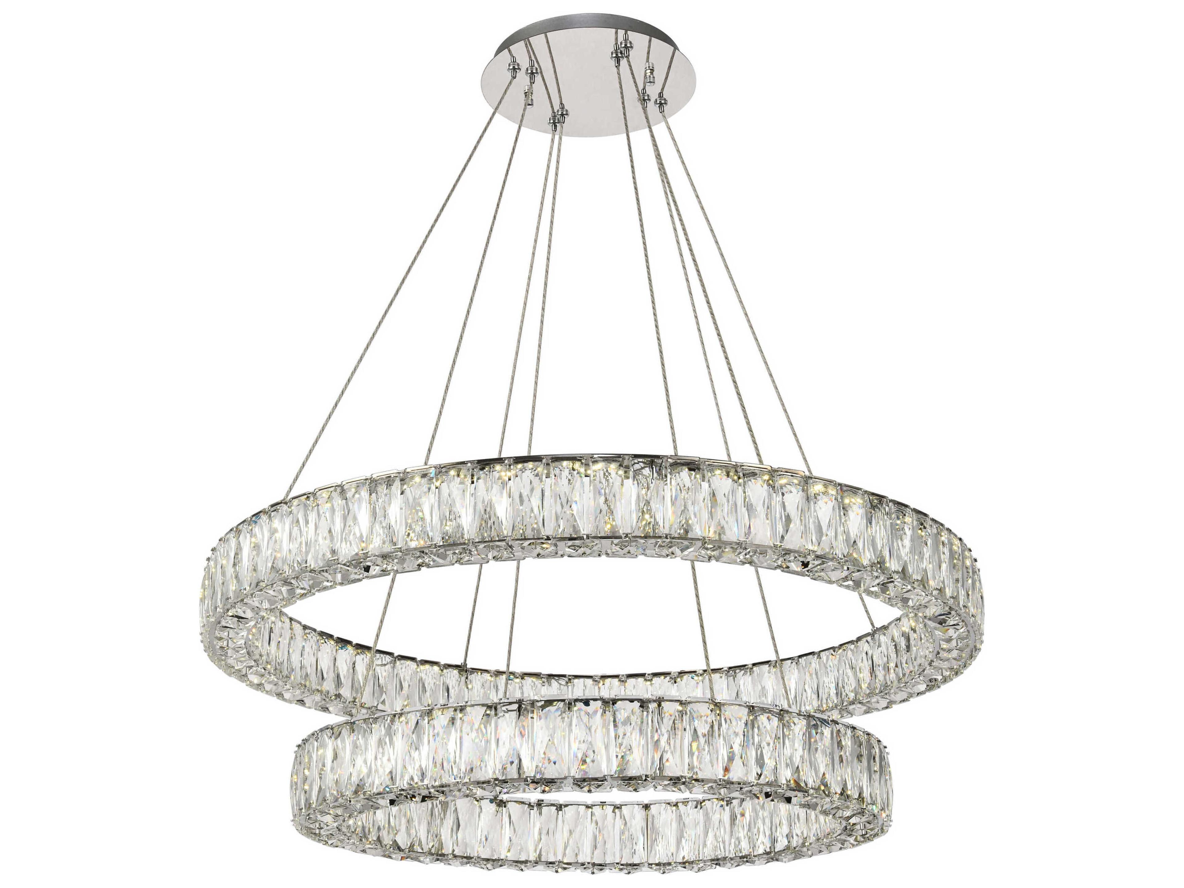 Elegant Lighting Monroe 1-Light Chrome Clear Crystal LED Drum Pendant